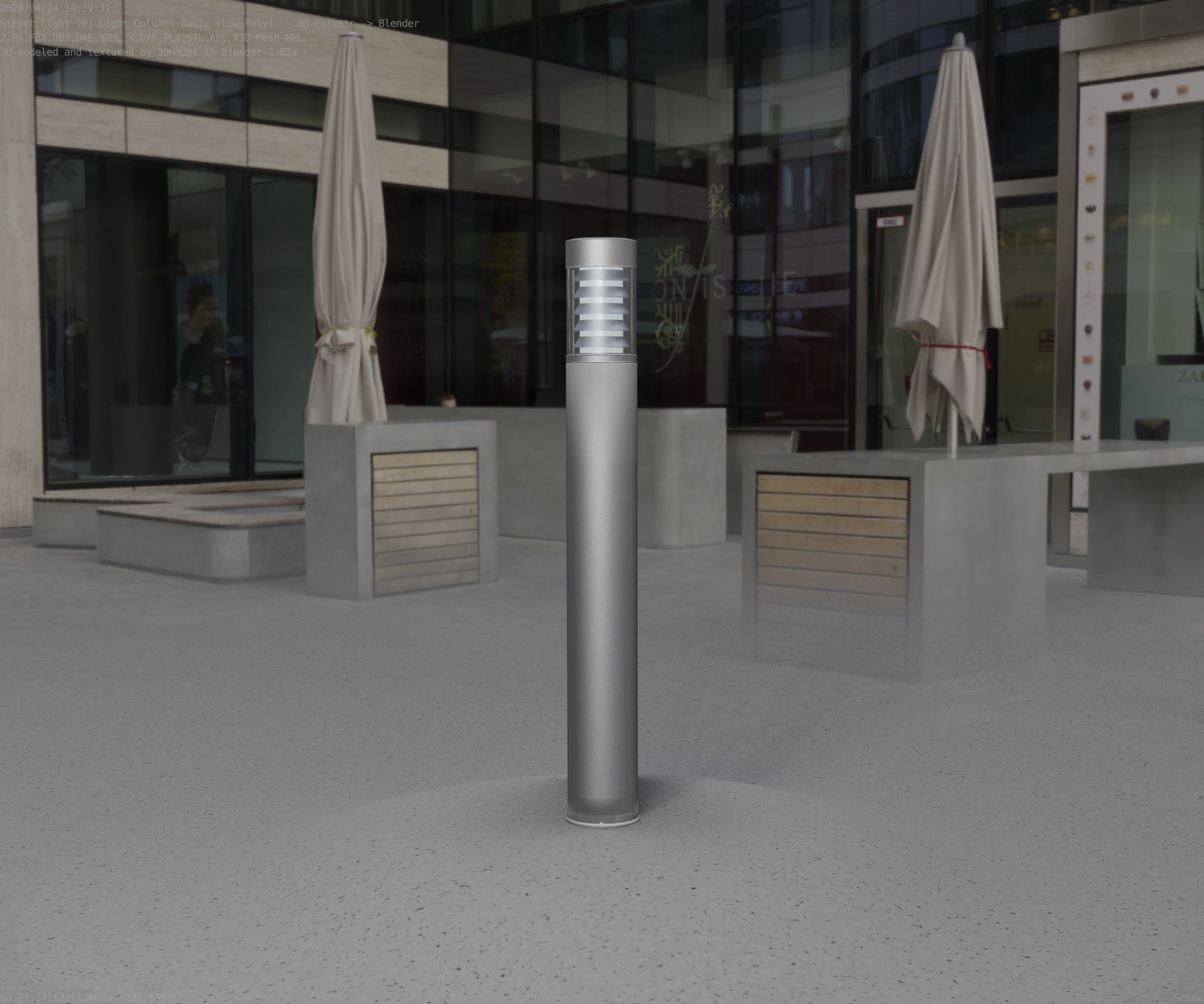 Low-Poly Basic Light Column 16 - Street Light Set-9 Low-poly 3D model_67