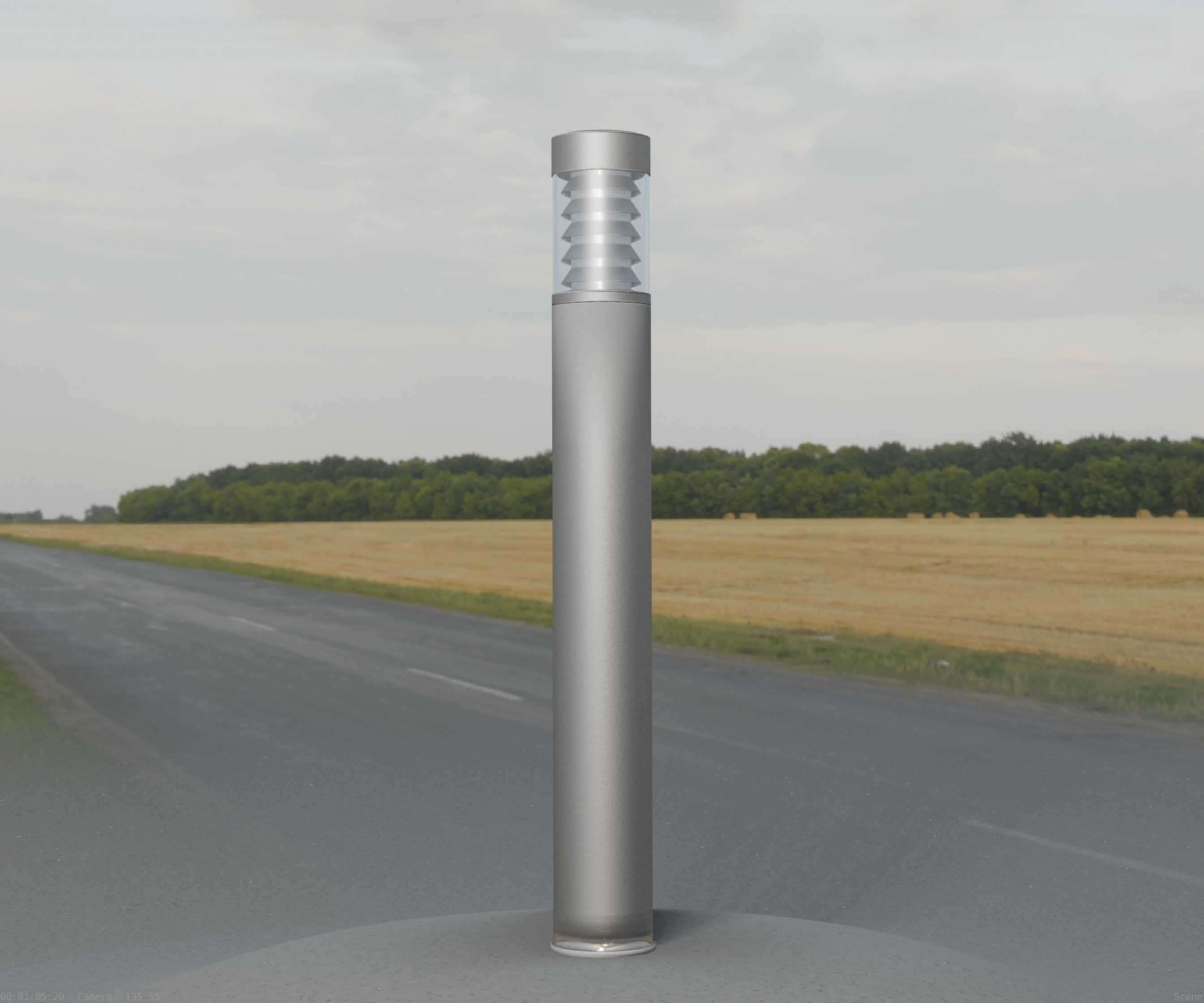 Low-Poly Basic Light Column 16 - Street Light Set-9 Low-poly 3D model_88