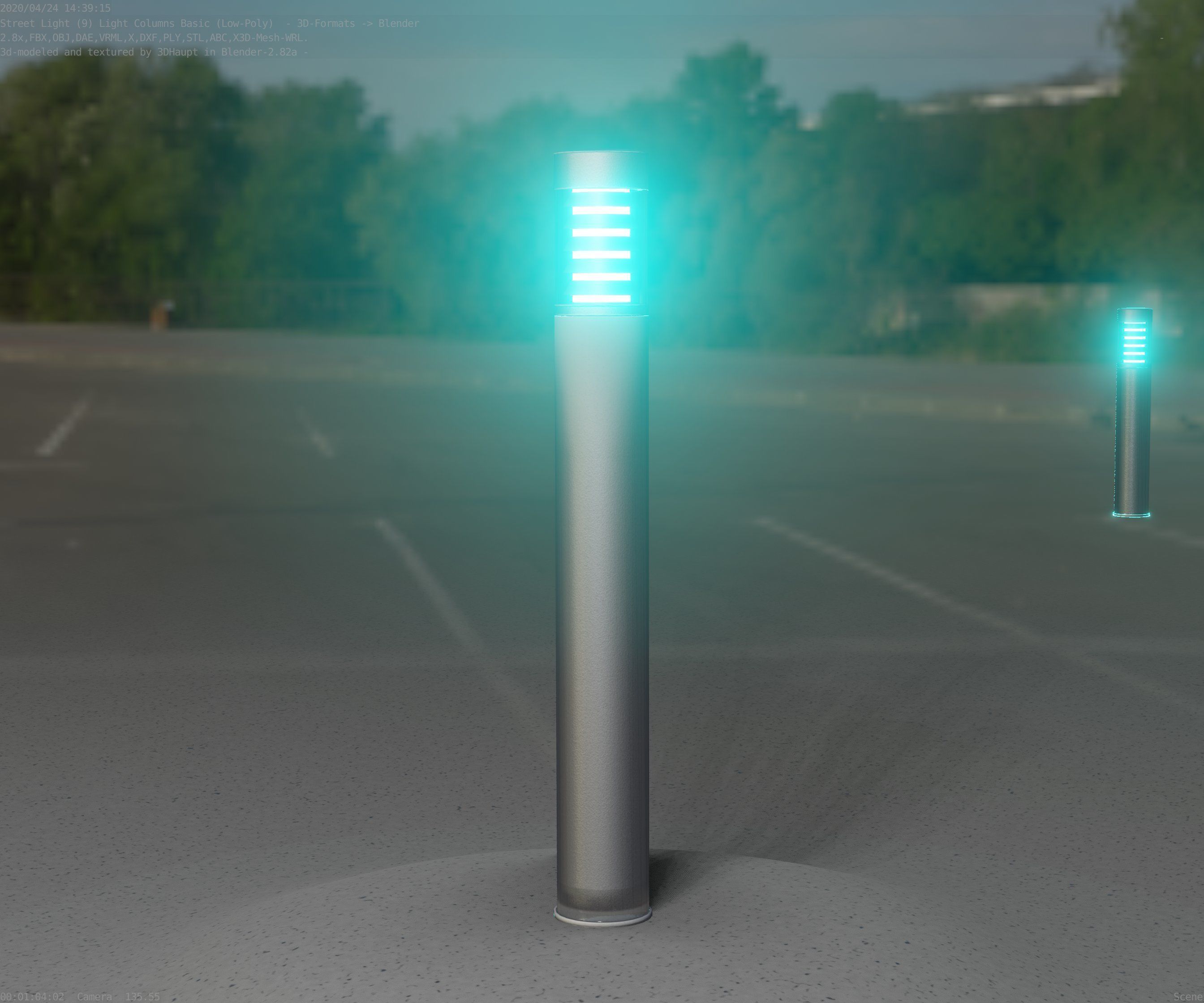 Low-Poly Basic Light Column 16 - Street Light Set-9 Low-poly 3D model_57