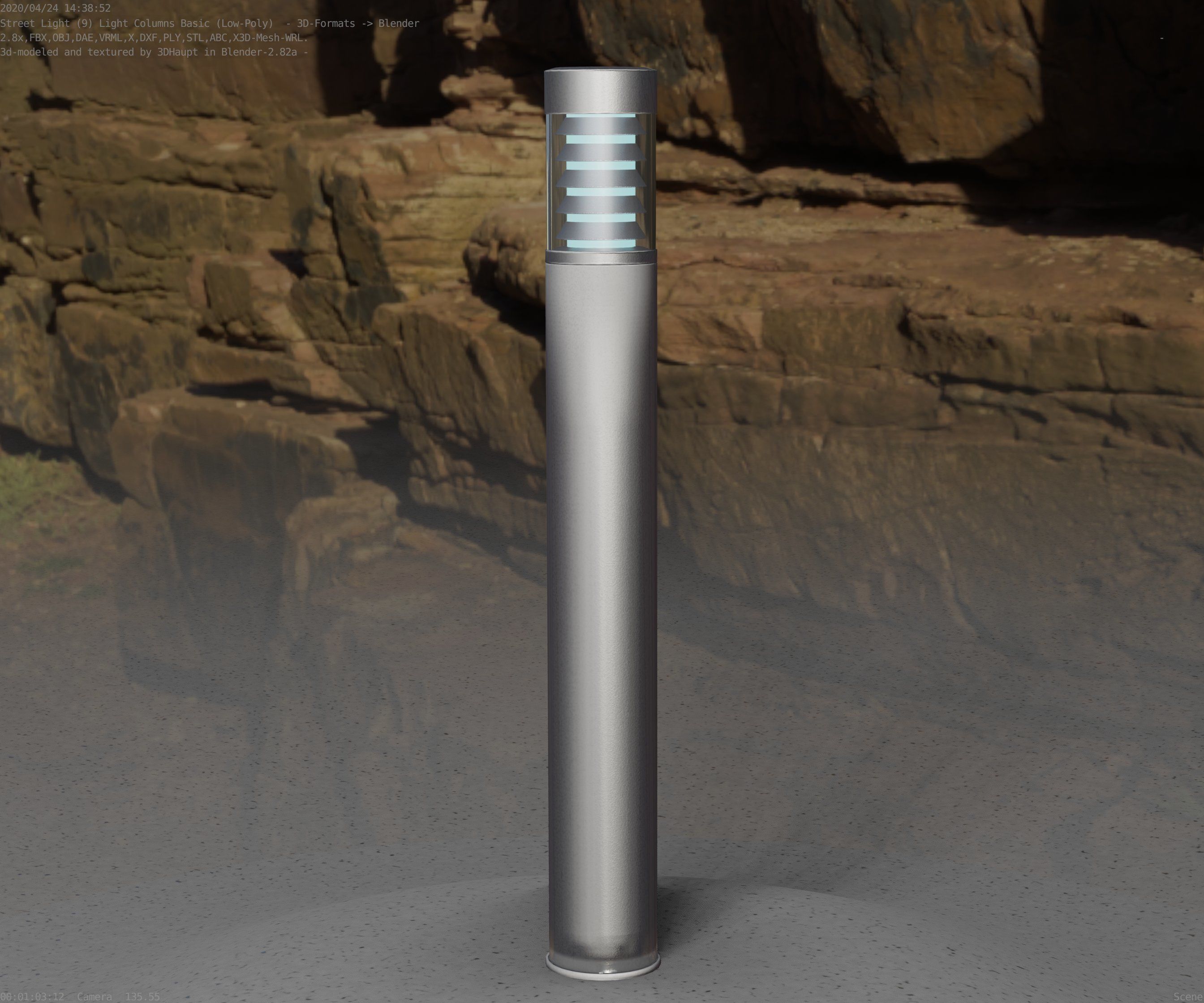 Low-Poly Basic Light Column 16 - Street Light Set-9 Low-poly 3D model_43