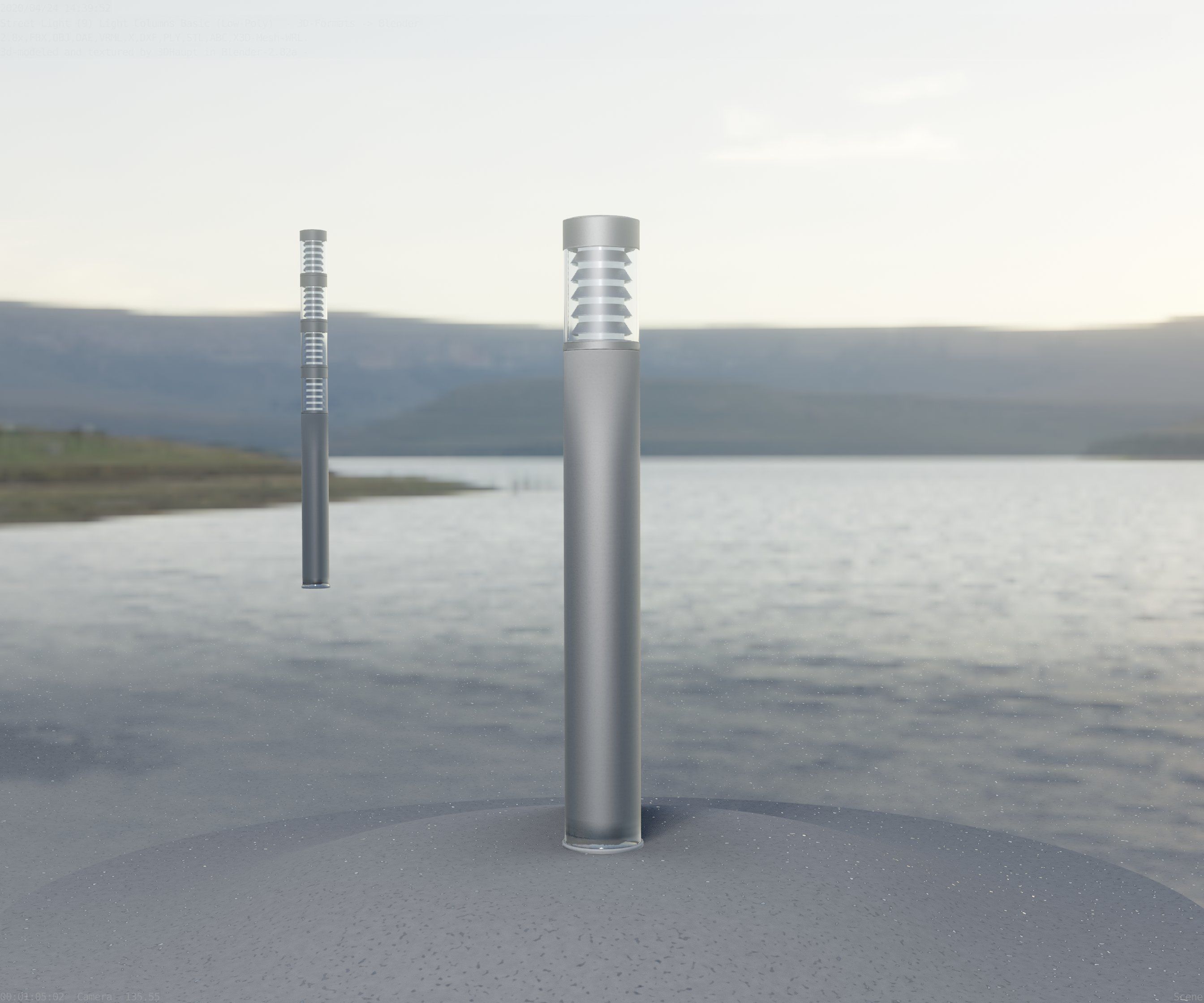 Low-Poly Basic Light Column 16 - Street Light Set-9 Low-poly 3D model_15