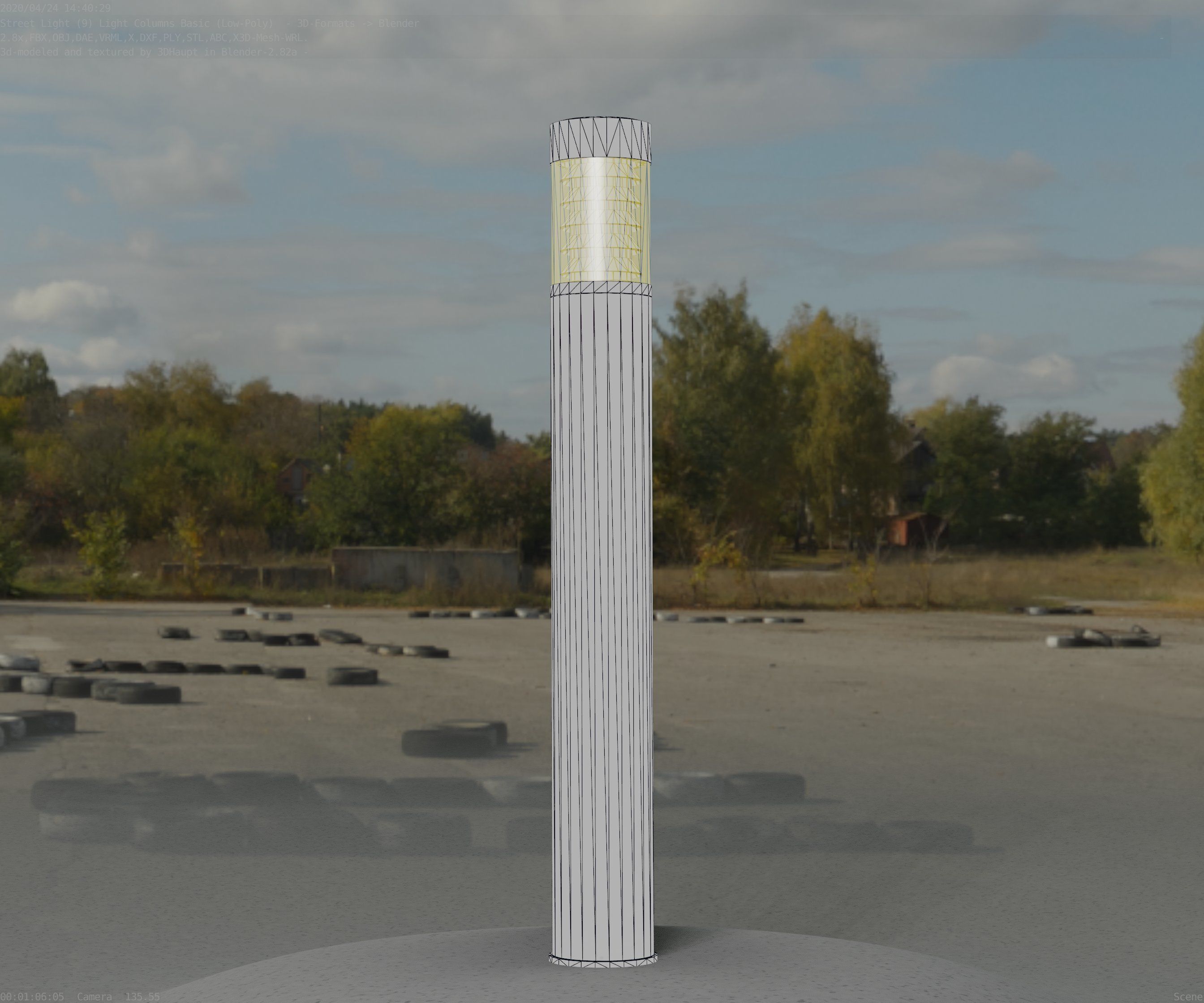 Low-Poly Basic Light Column 16 - Street Light Set-9 Low-poly 3D model_2