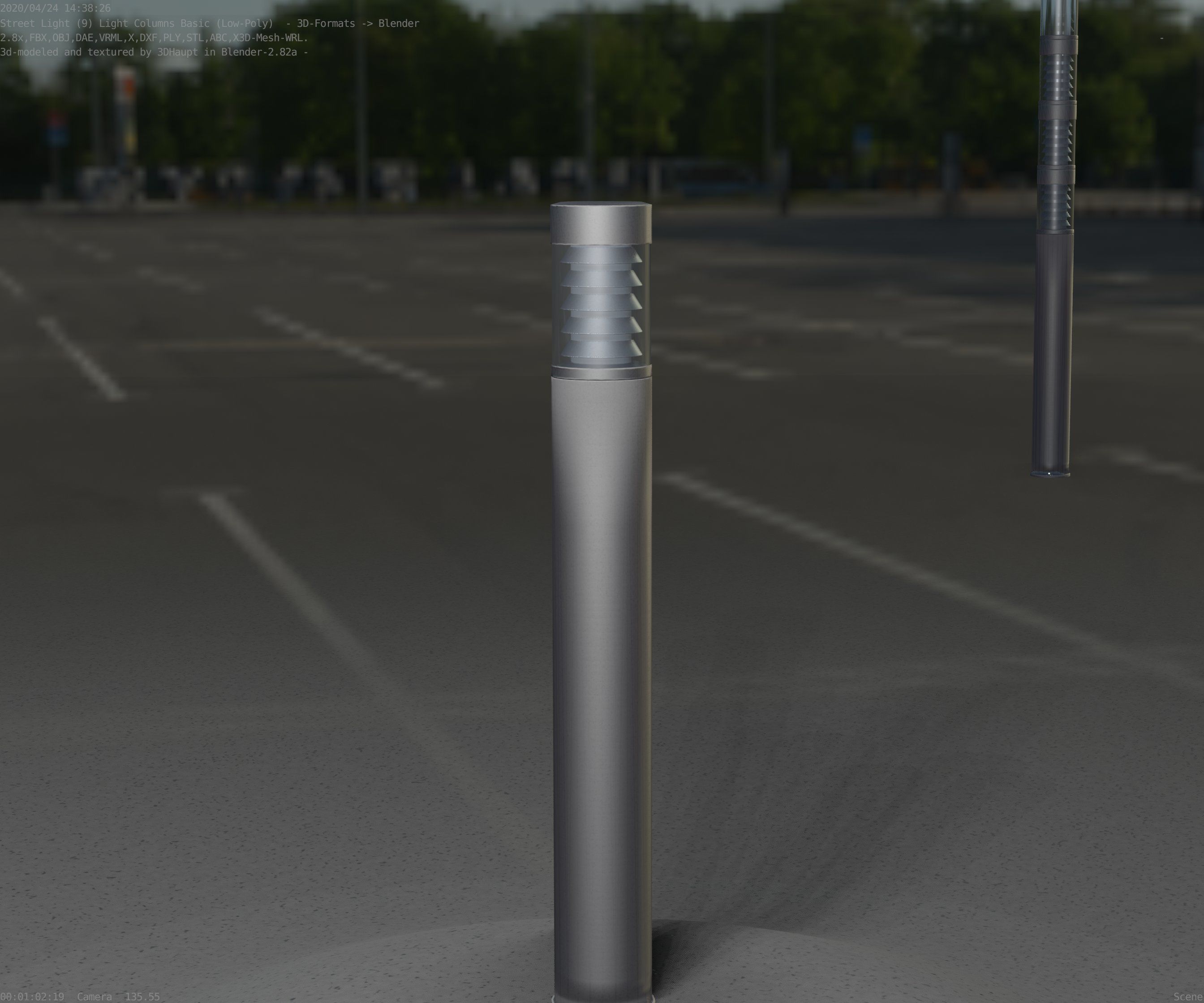 Low-Poly Basic Light Column 16 - Street Light Set-9 Low-poly 3D model_26