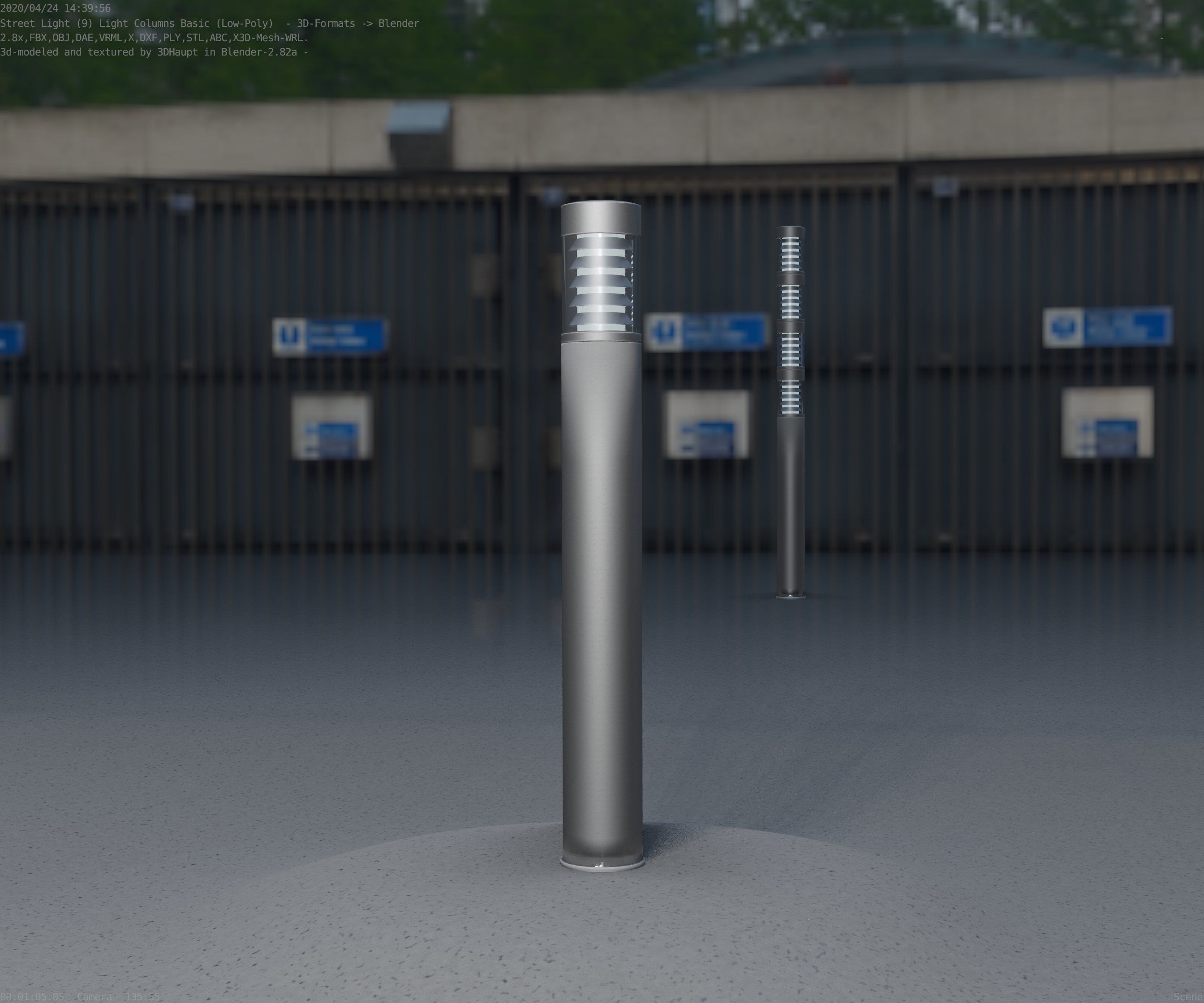 Low-Poly Basic Light Column 16 - Street Light Set-9 Low-poly 3D model_18