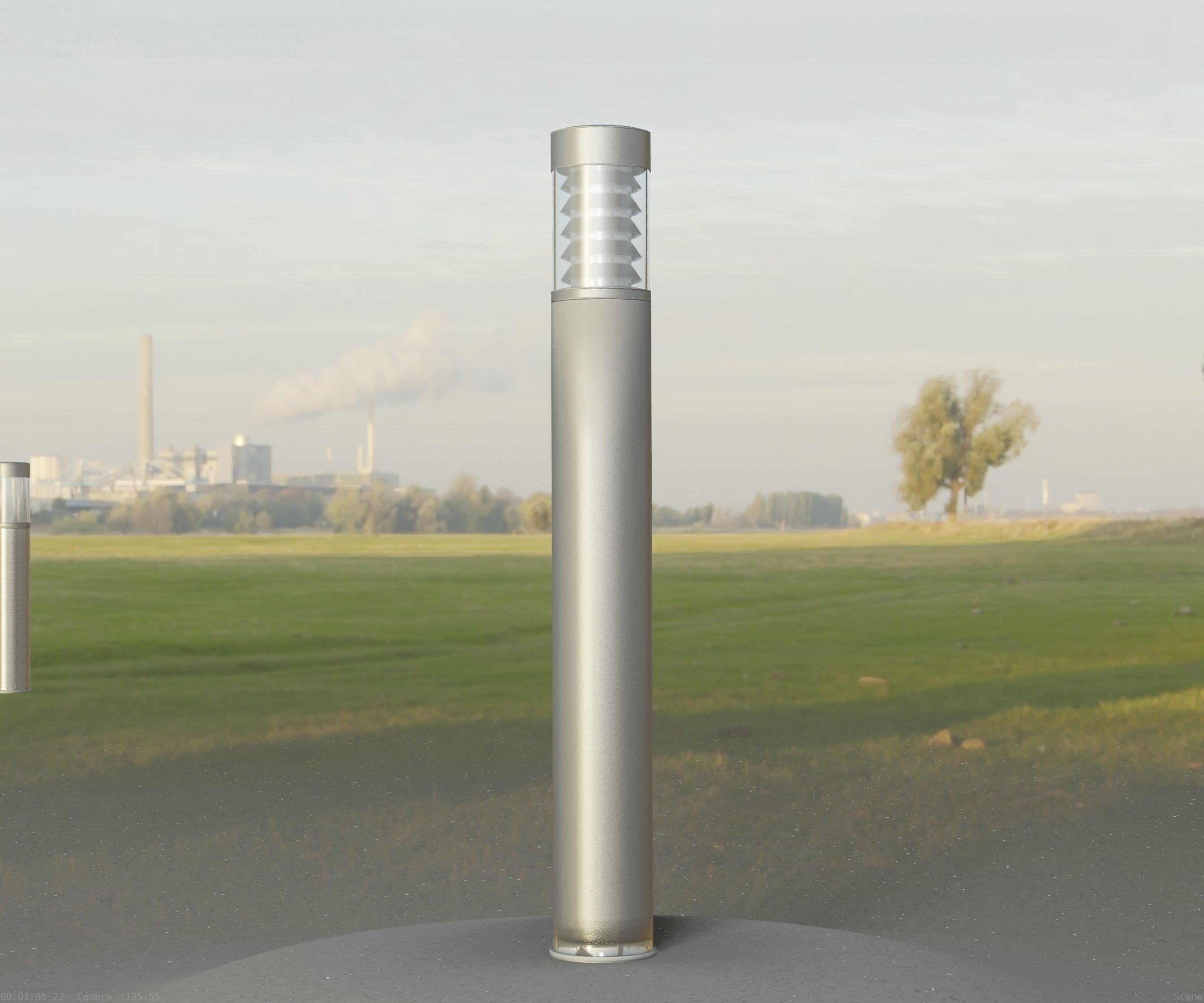 Low-Poly Basic Light Column 16 - Street Light Set-9 Low-poly 3D model_1