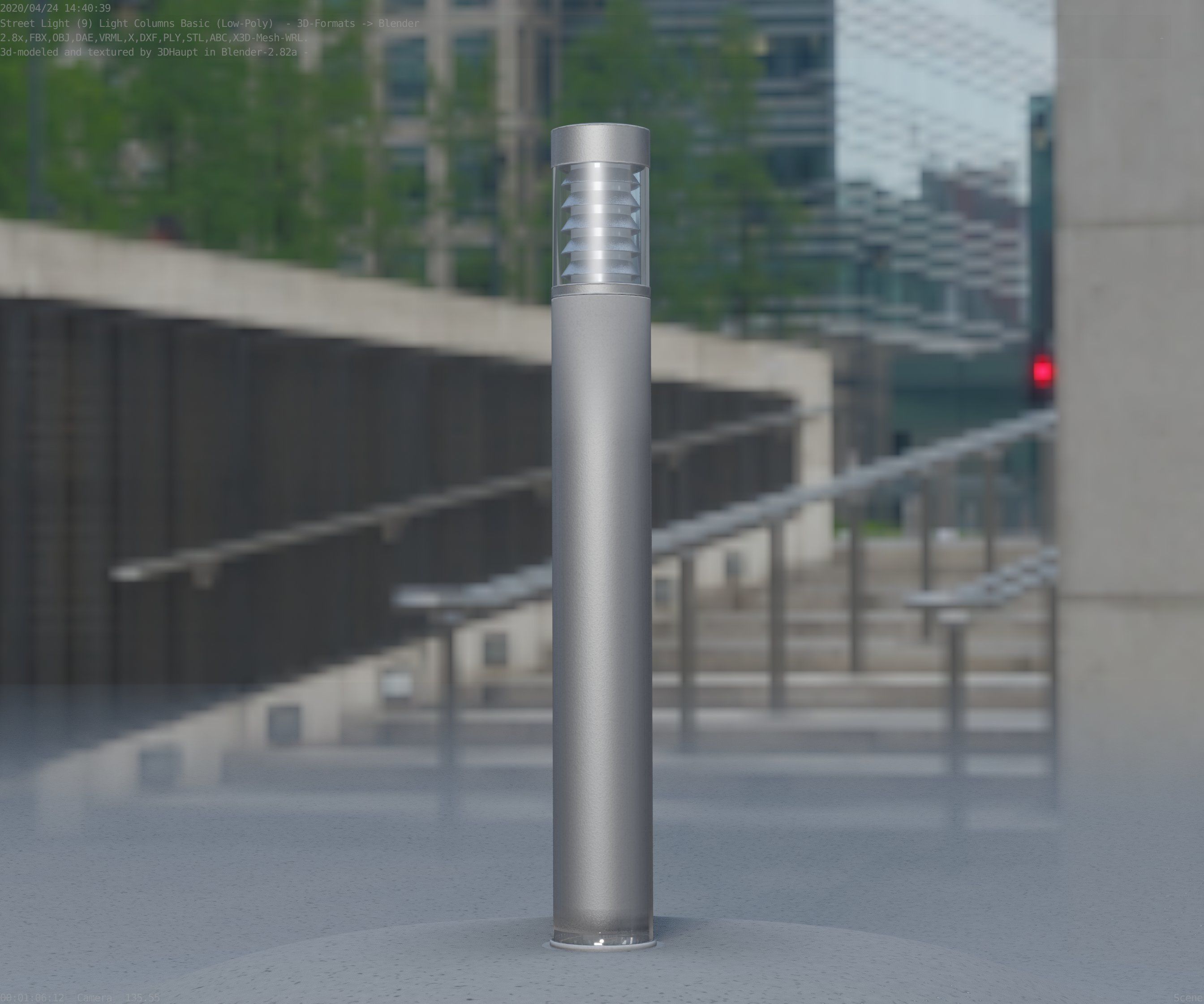 Low-Poly Basic Light Column 16 - Street Light Set-9 Low-poly 3D model_96