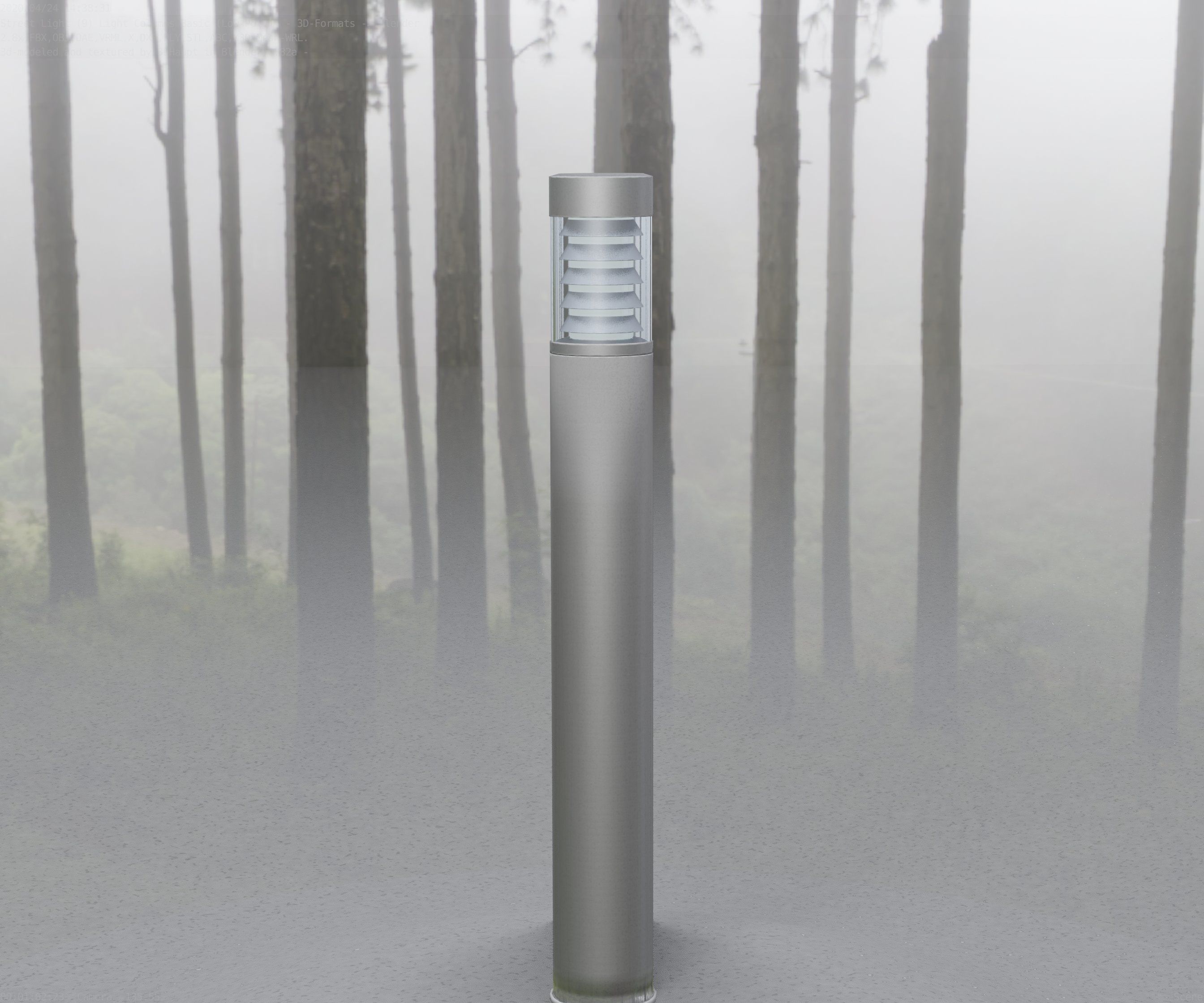 Low-Poly Basic Light Column 16 - Street Light Set-9 Low-poly 3D model_30