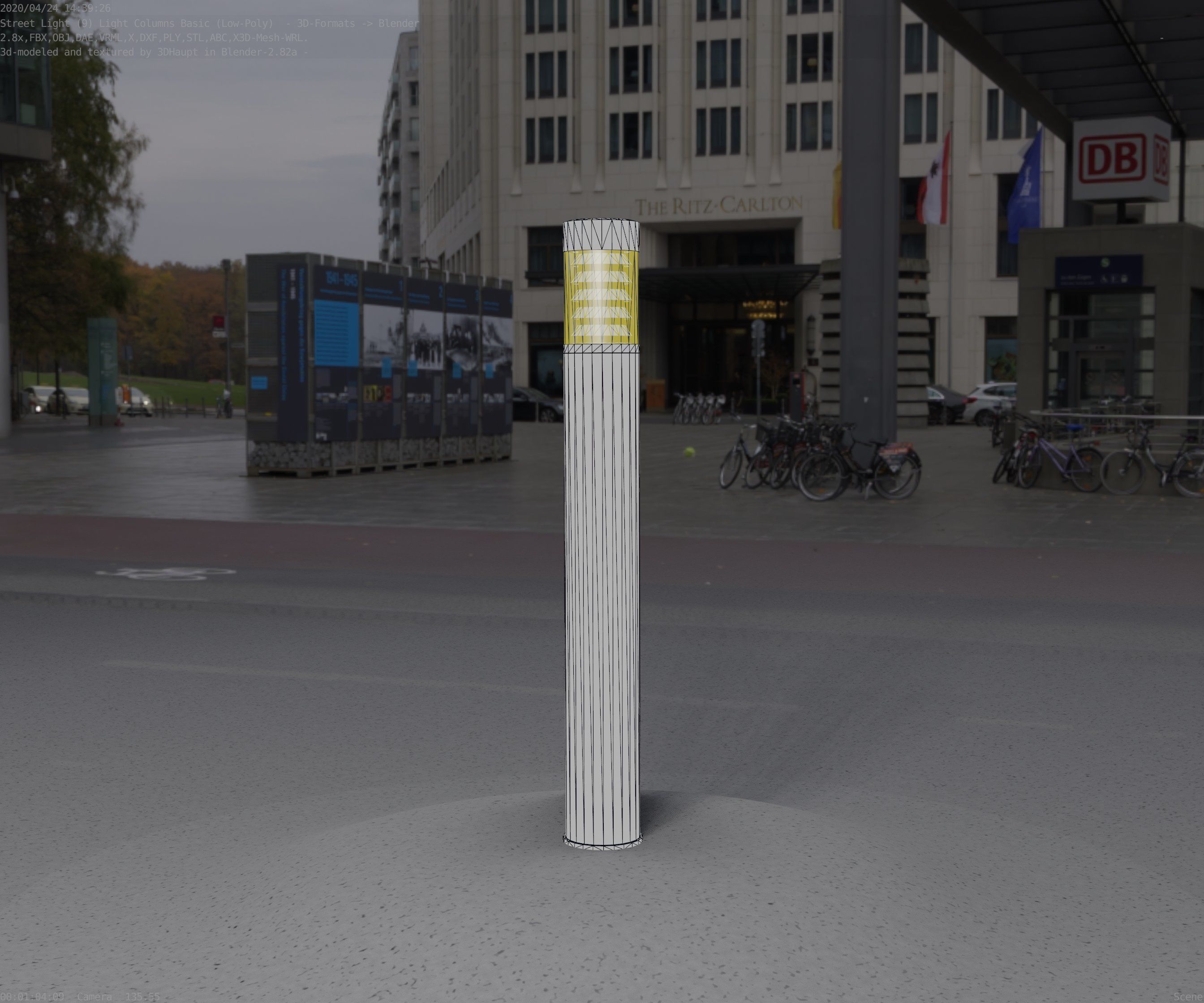 Low-Poly Basic Light Column 16 - Street Light Set-9 Low-poly 3D model_64