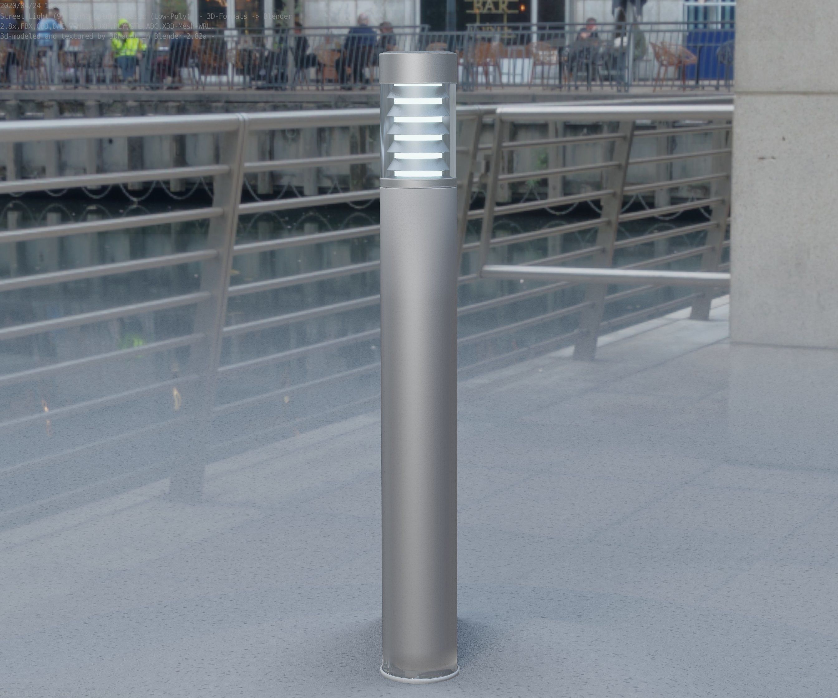 Low-Poly Basic Light Column 16 - Street Light Set-9 Low-poly 3D model_42