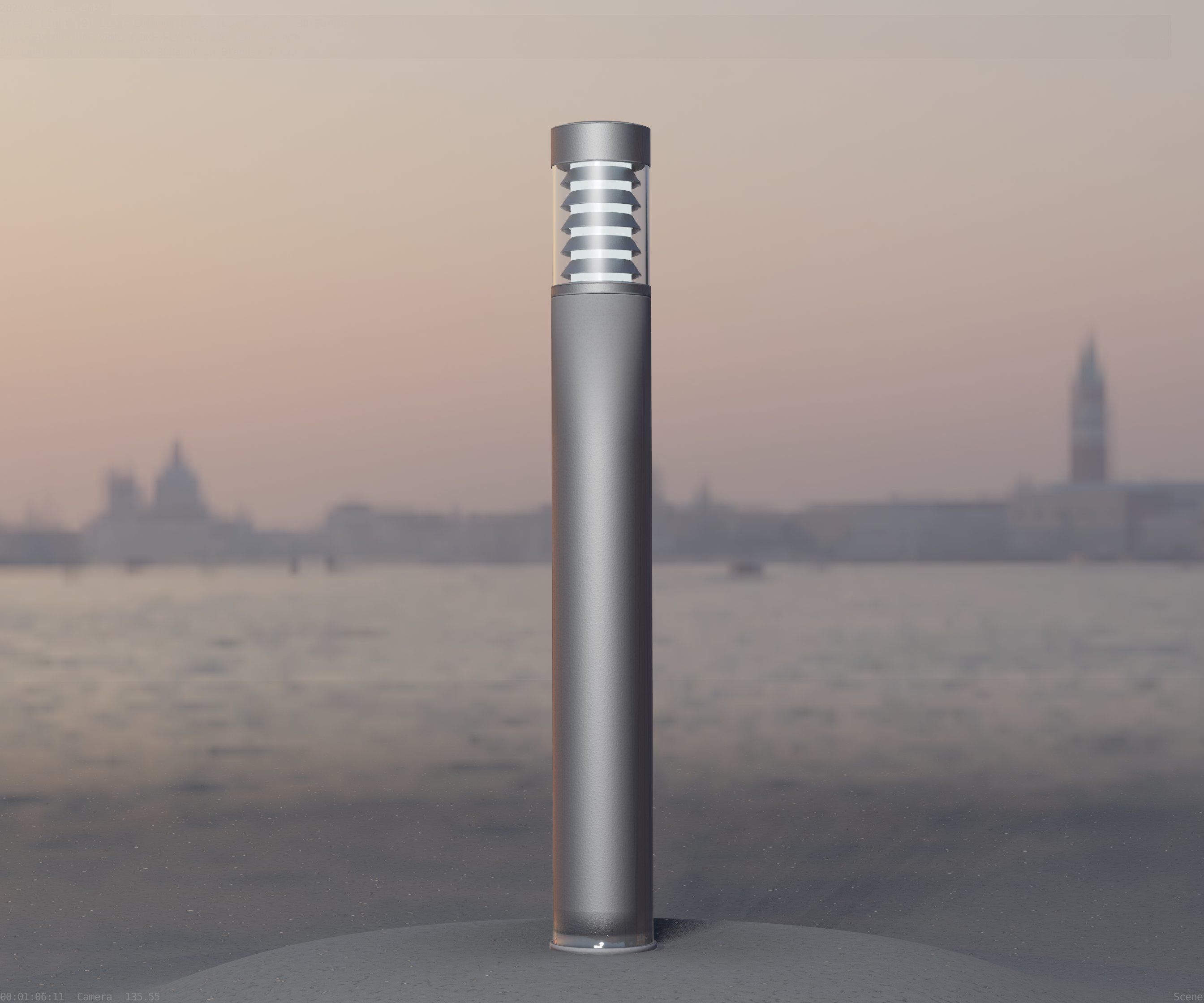 Low-Poly Basic Light Column 16 - Street Light Set-9 Low-poly 3D model_95