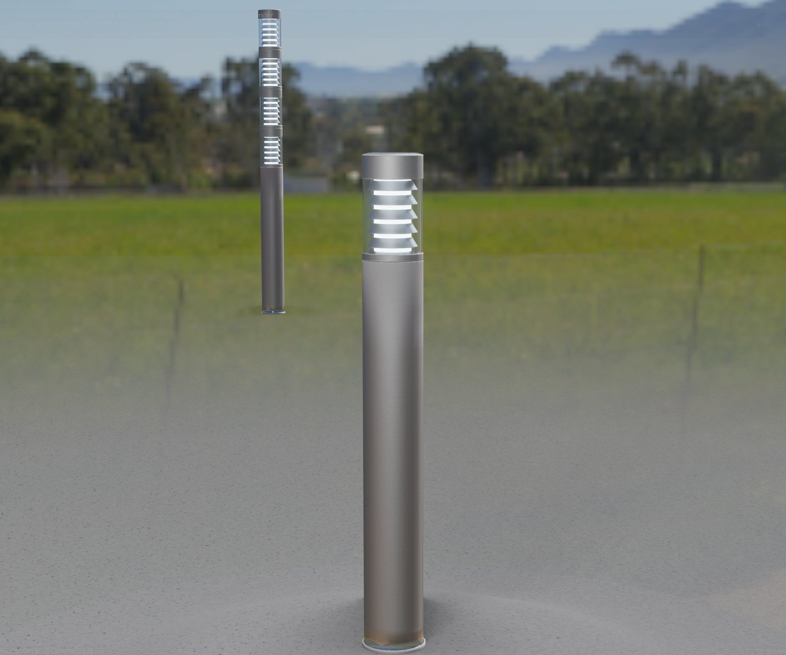 Low-Poly Basic Light Column 16 - Street Light Set-9 Low-poly 3D model_23