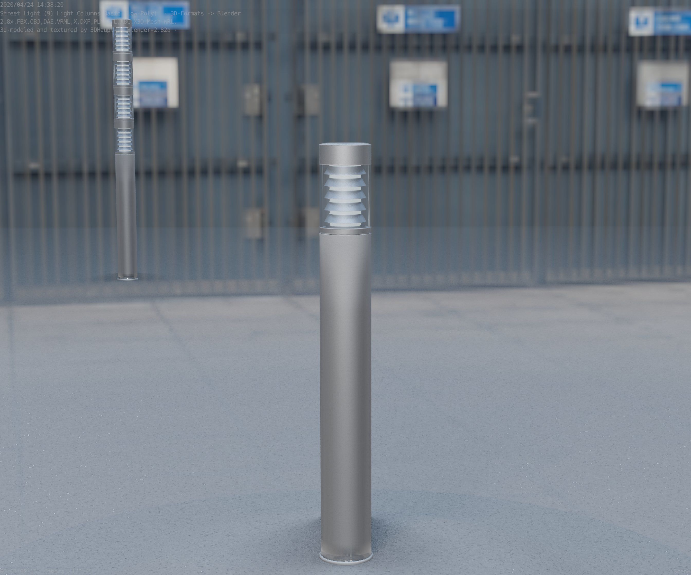 Low-Poly Basic Light Column 16 - Street Light Set-9 Low-poly 3D model_22