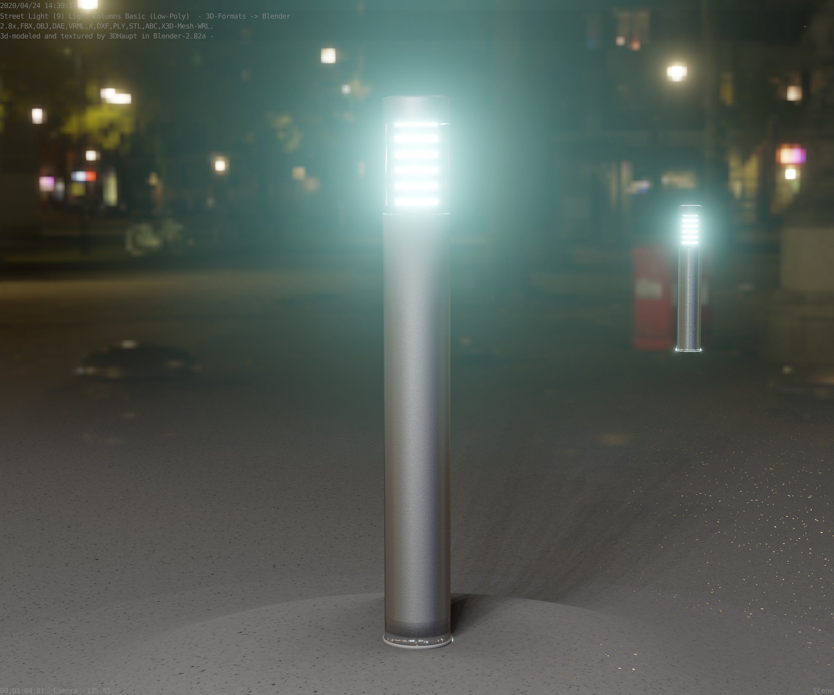Low-Poly Basic Light Column 16 - Street Light Set-9 Low-poly 3D model_56