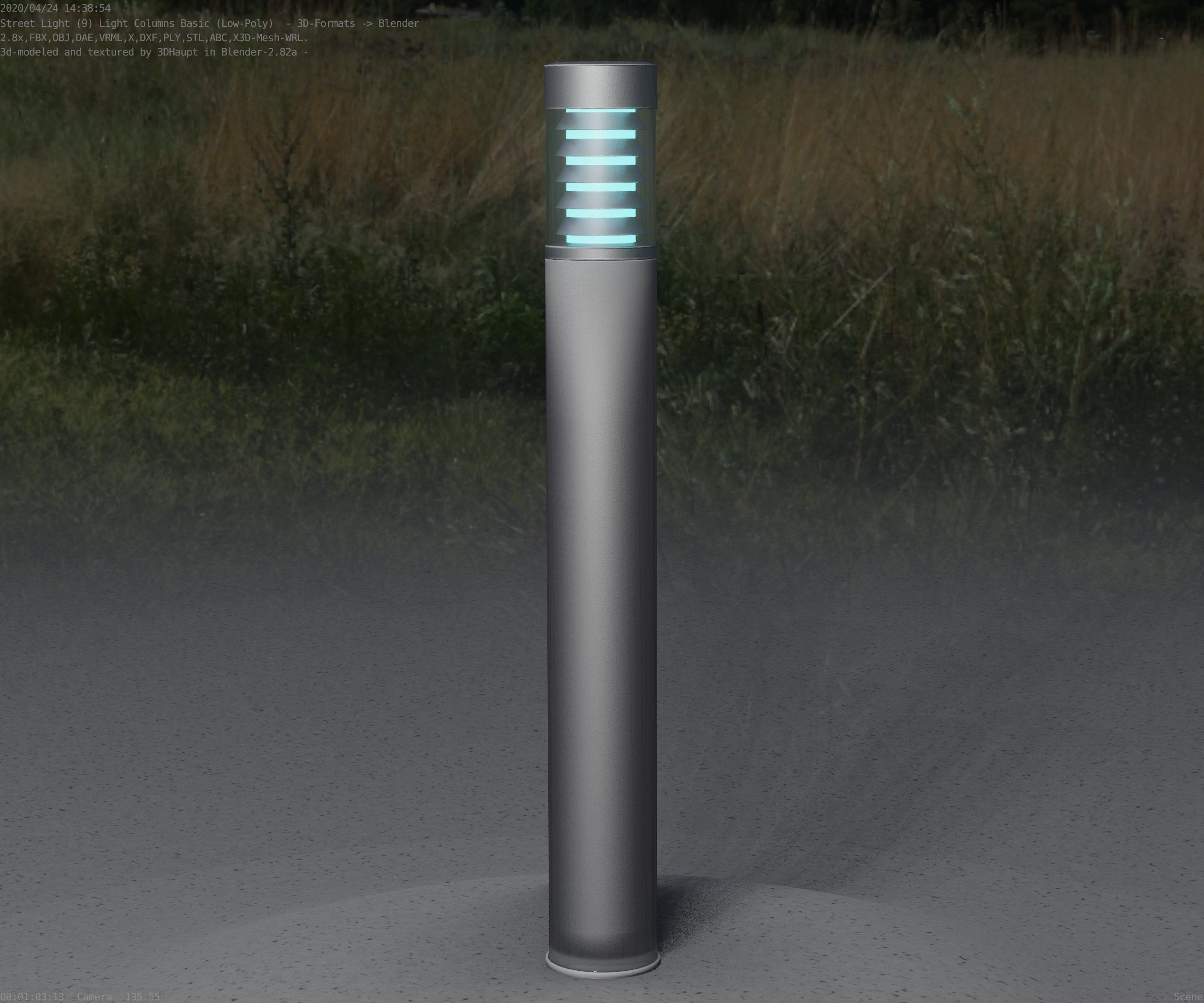 Low-Poly Basic Light Column 16 - Street Light Set-9 Low-poly 3D model_44