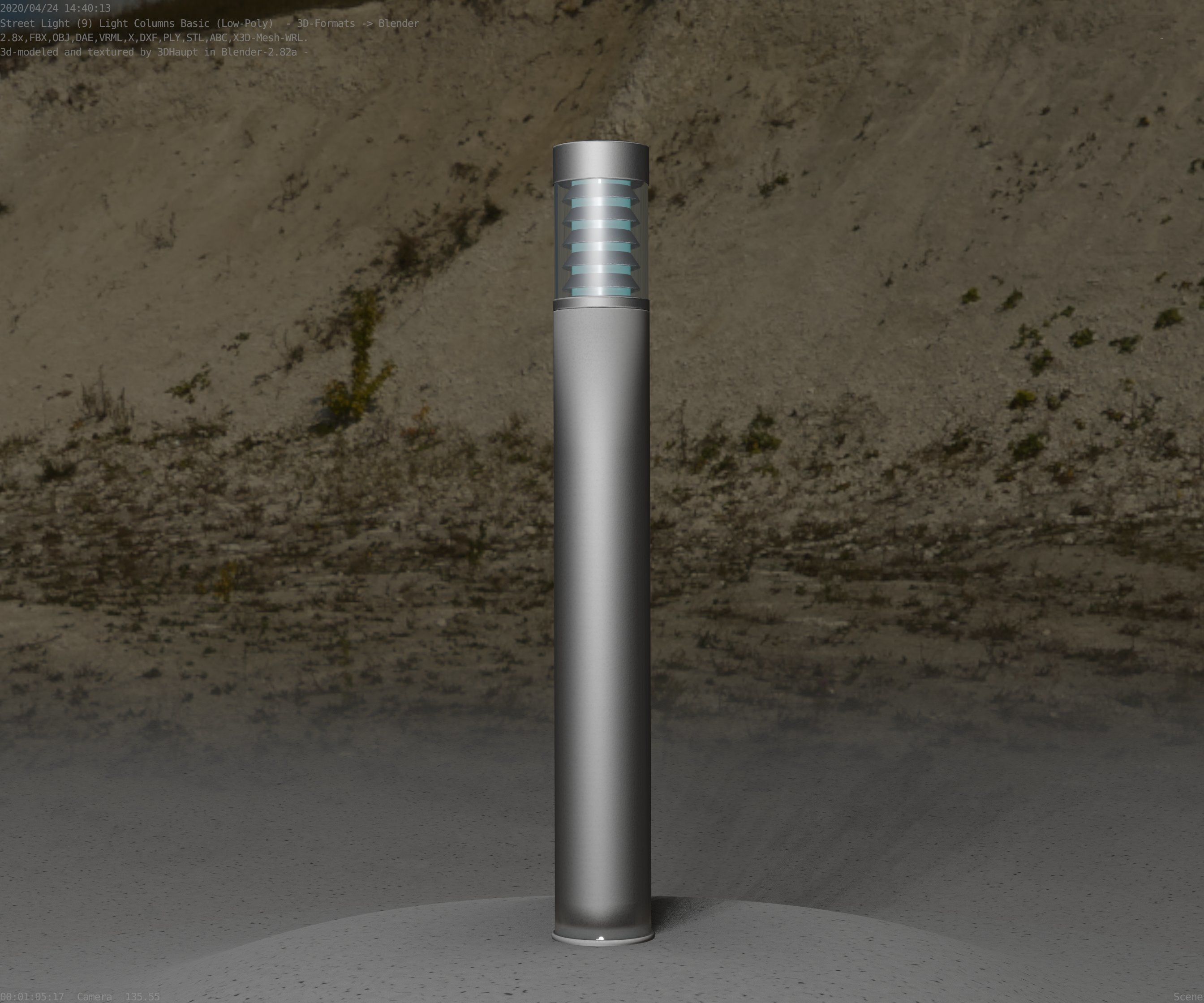 Low-Poly Basic Light Column 16 - Street Light Set-9 Low-poly 3D model_85