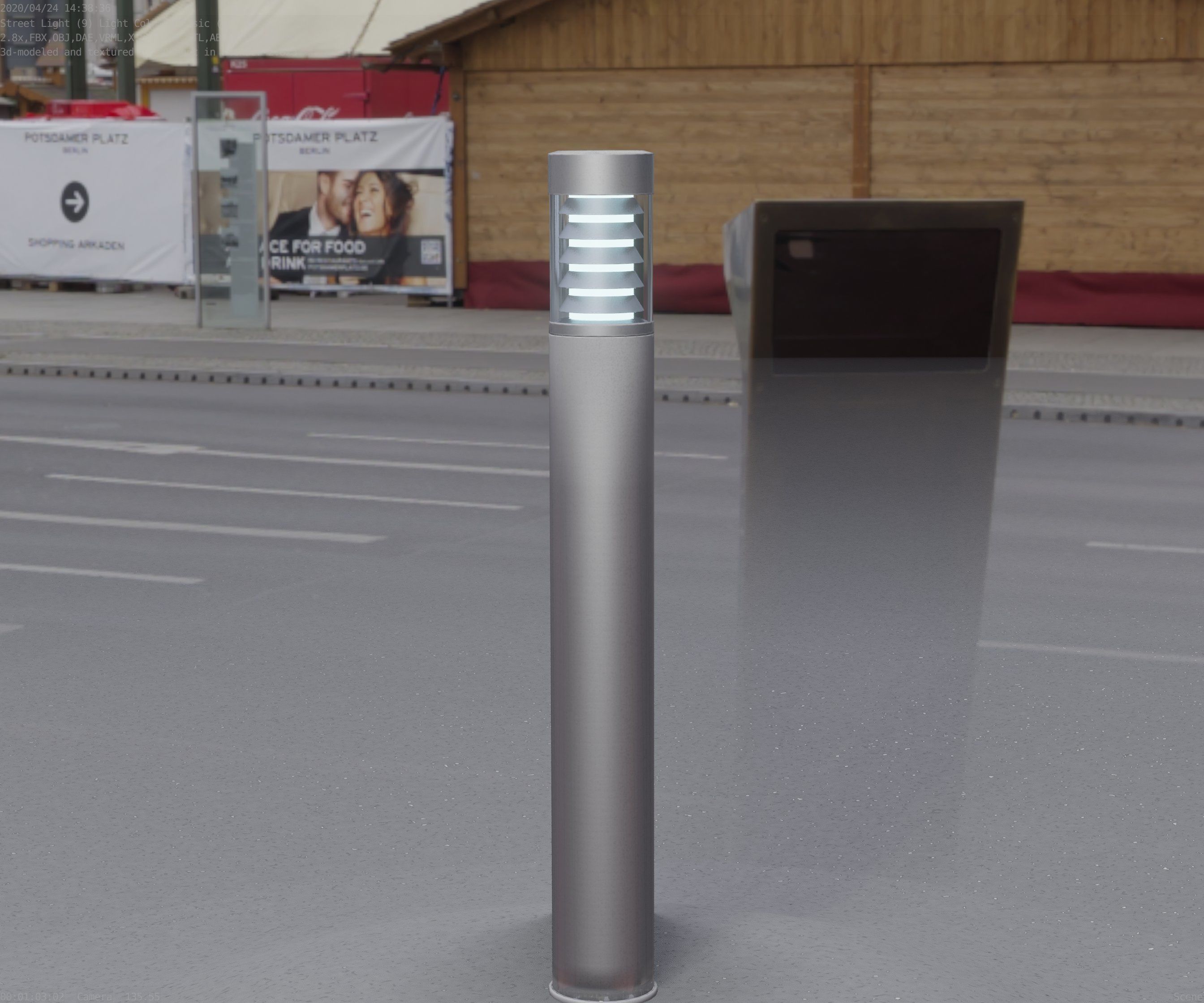 Low-Poly Basic Light Column 16 - Street Light Set-9 Low-poly 3D model_33