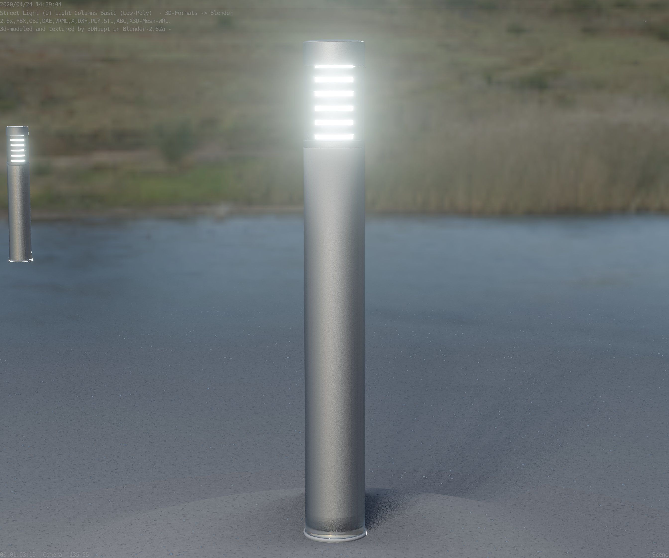 Low-Poly Basic Light Column 16 - Street Light Set-9 Low-poly 3D model_50