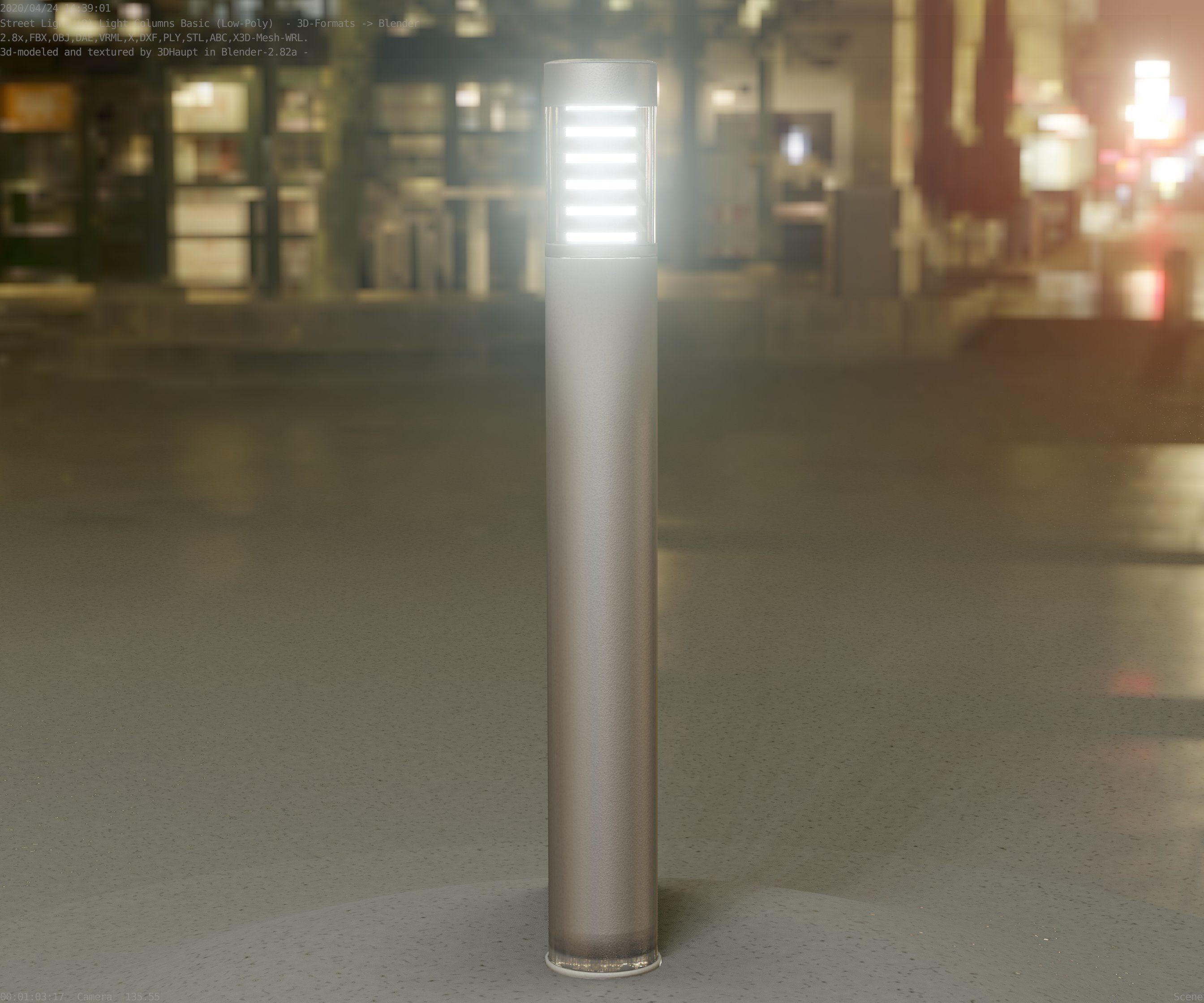 Low-Poly Basic Light Column 16 - Street Light Set-9 Low-poly 3D model_48