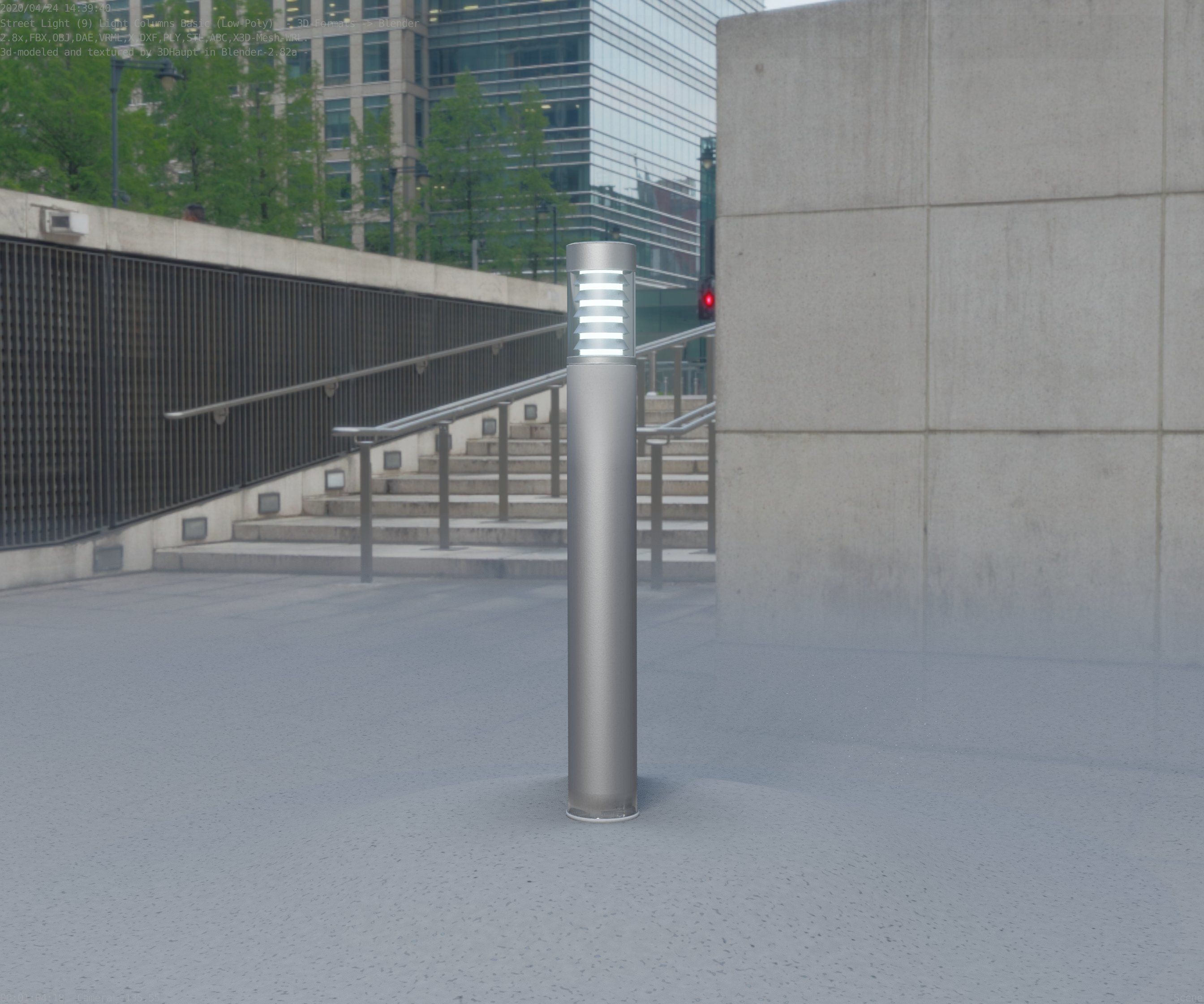 Low-Poly Basic Light Column 16 - Street Light Set-9 Low-poly 3D model_73