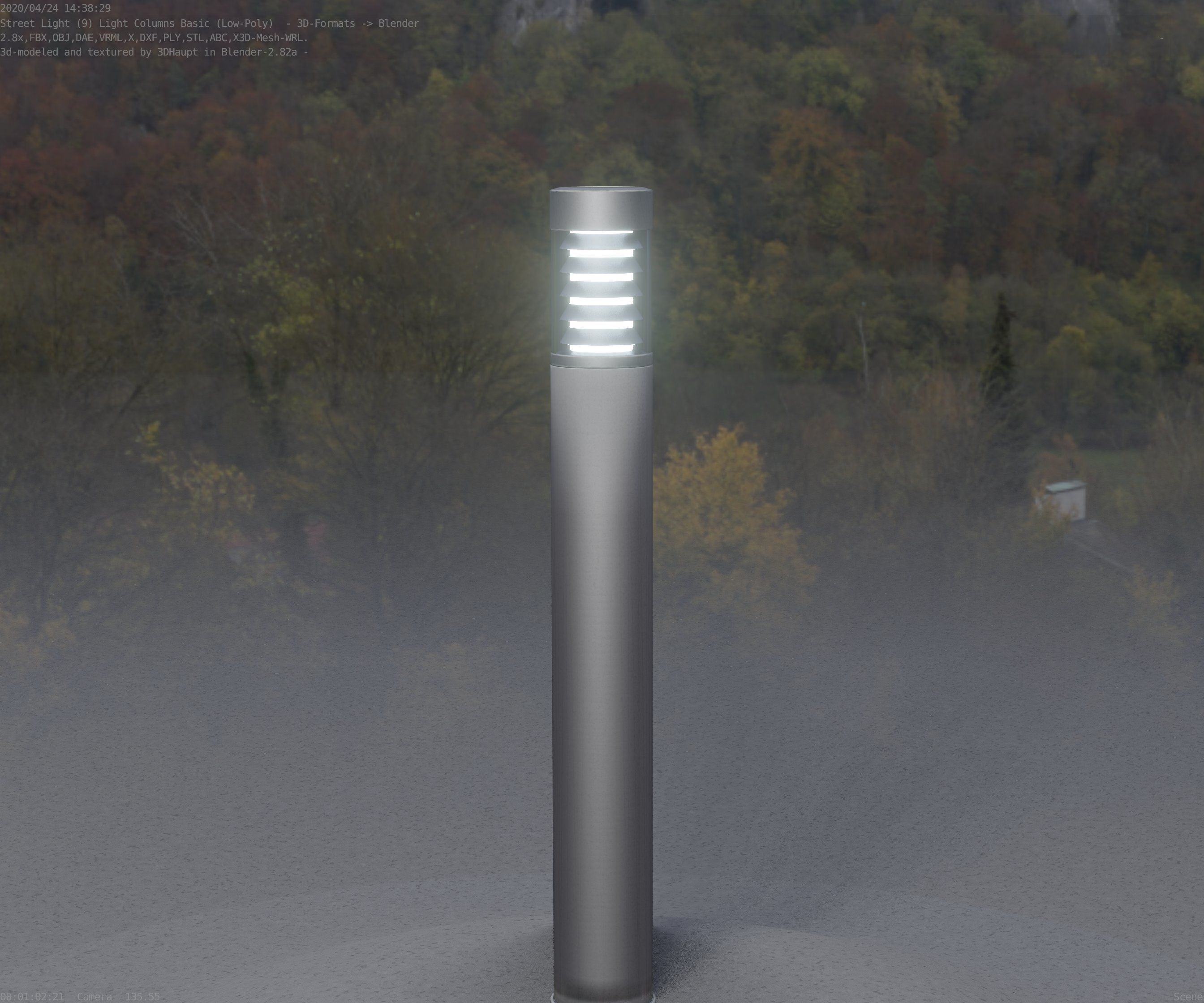 Low-Poly Basic Light Column 16 - Street Light Set-9 Low-poly 3D model_28