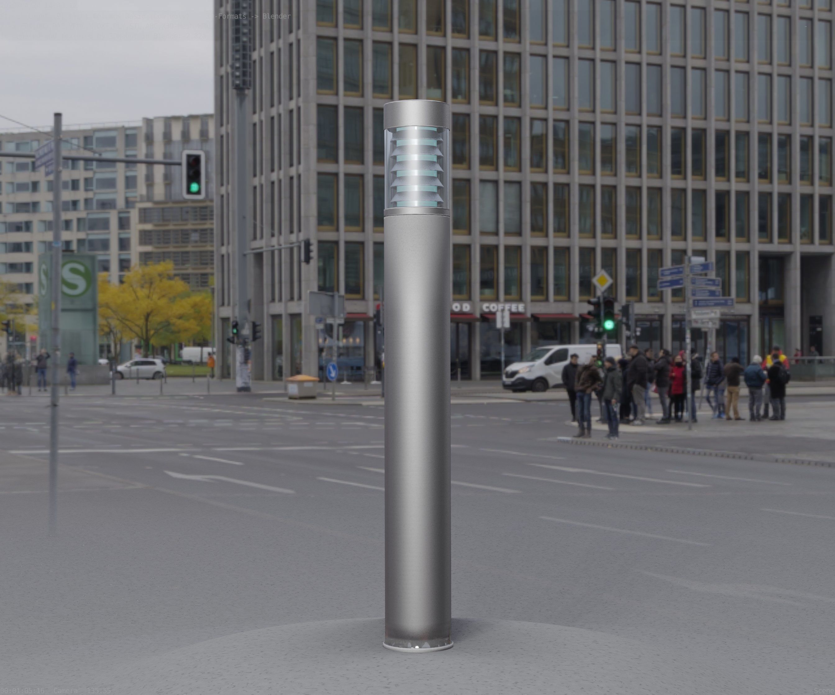 Low-Poly Basic Light Column 16 - Street Light Set-9 Low-poly 3D model_84