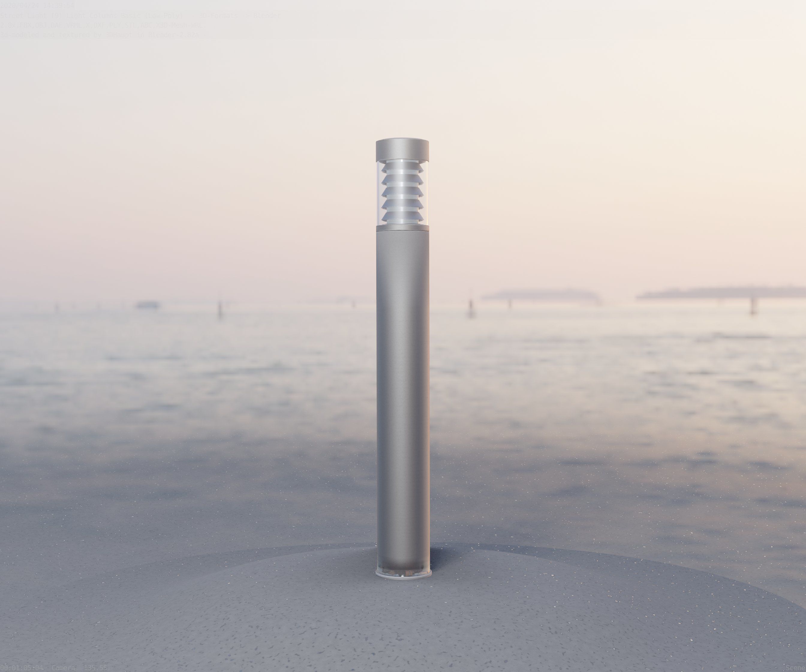 Low-Poly Basic Light Column 16 - Street Light Set-9 Low-poly 3D model_17