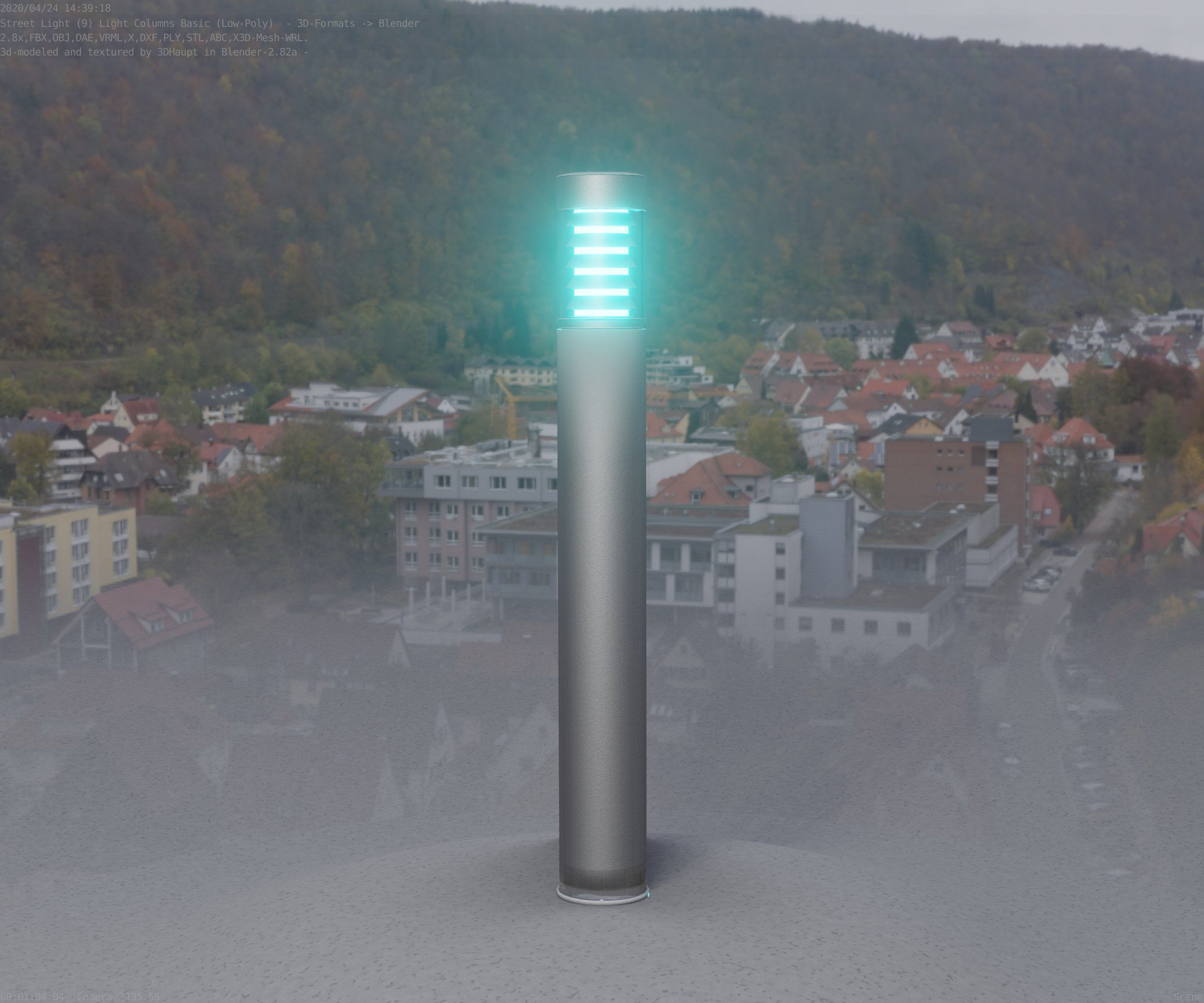 Low-Poly Basic Light Column 16 - Street Light Set-9 Low-poly 3D model_59