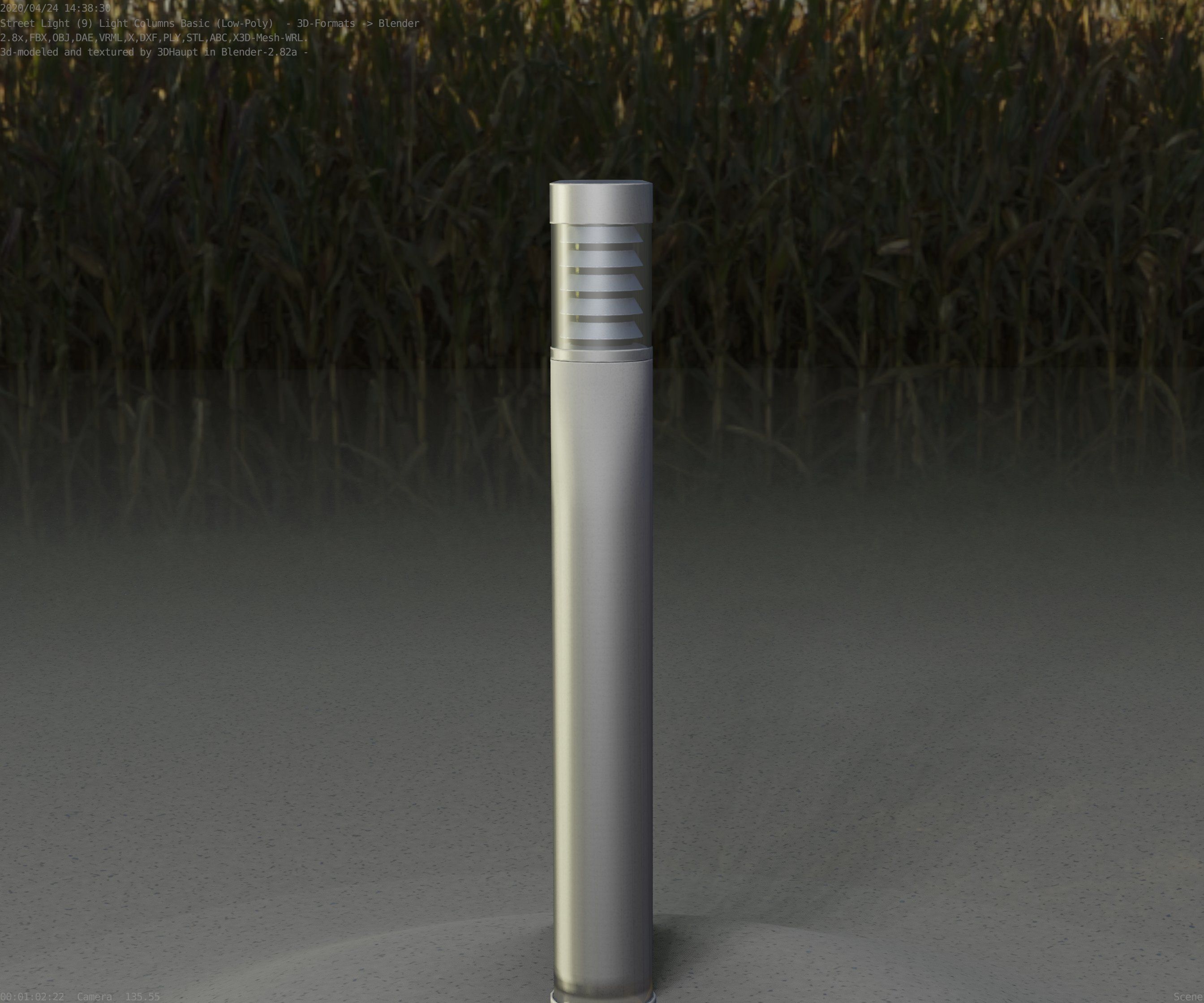 Low-Poly Basic Light Column 16 - Street Light Set-9 Low-poly 3D model_29