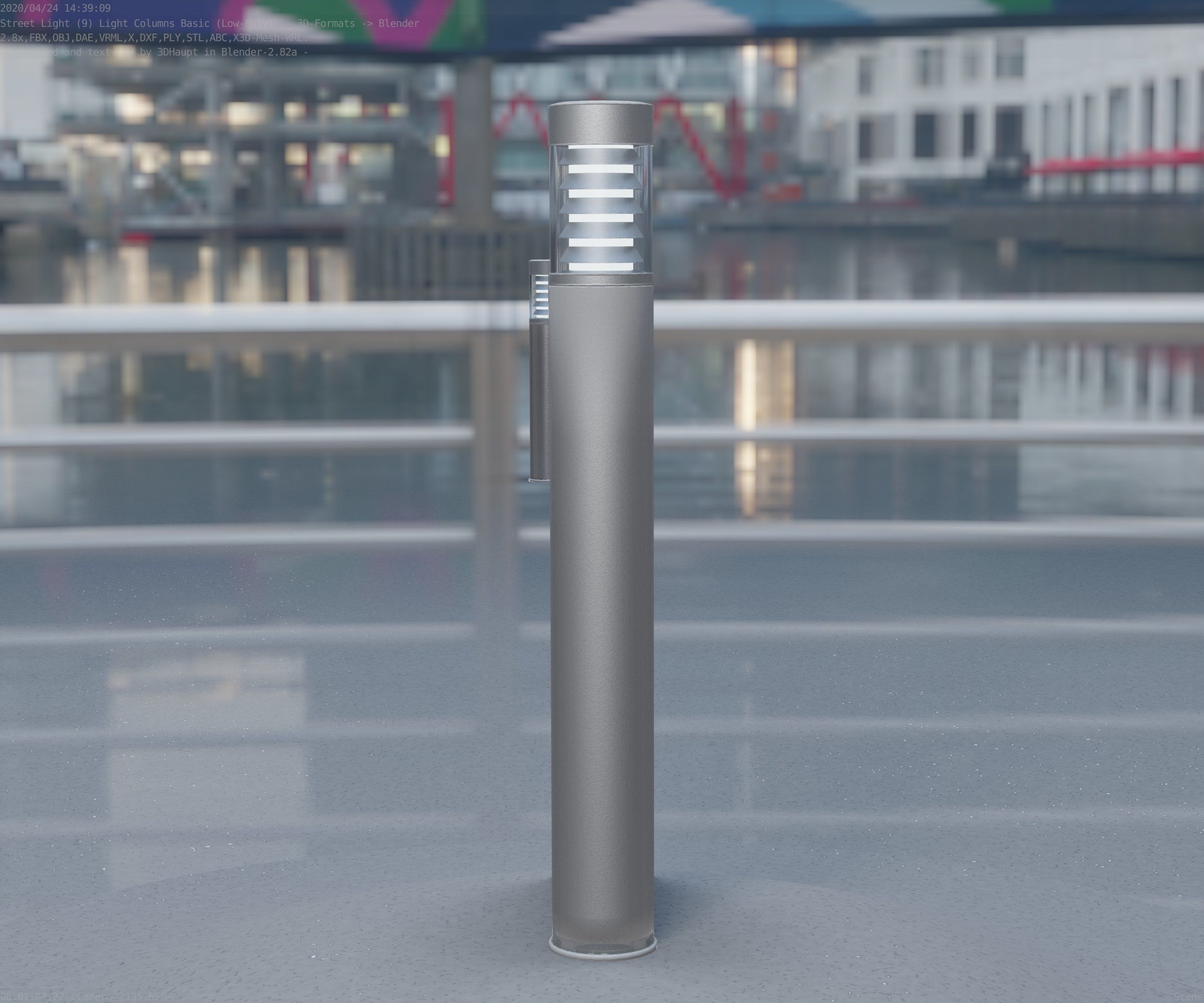 Low-Poly Basic Light Column 16 - Street Light Set-9 Low-poly 3D model_53