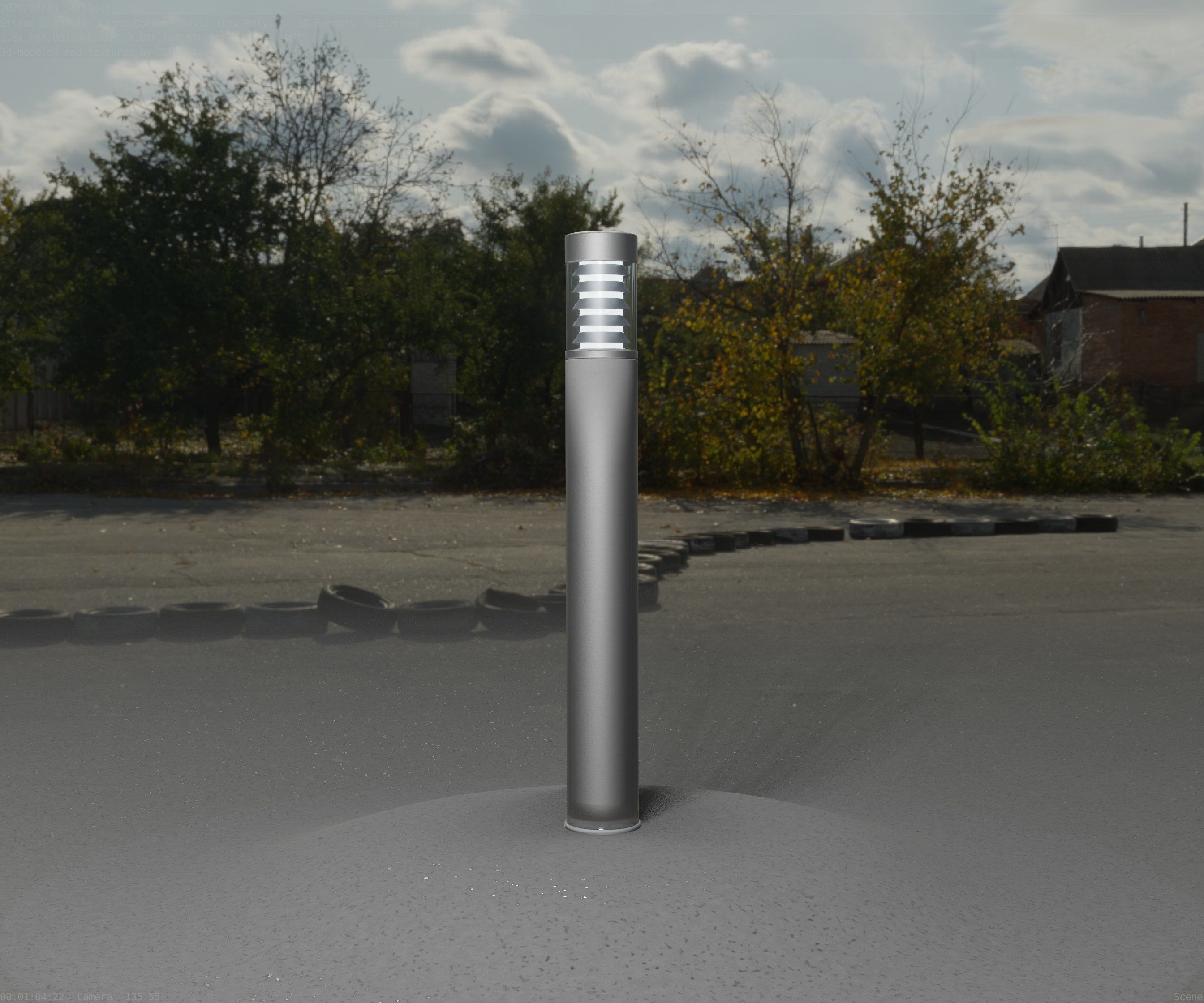 Low-Poly Basic Light Column 16 - Street Light Set-9 Low-poly 3D model_11