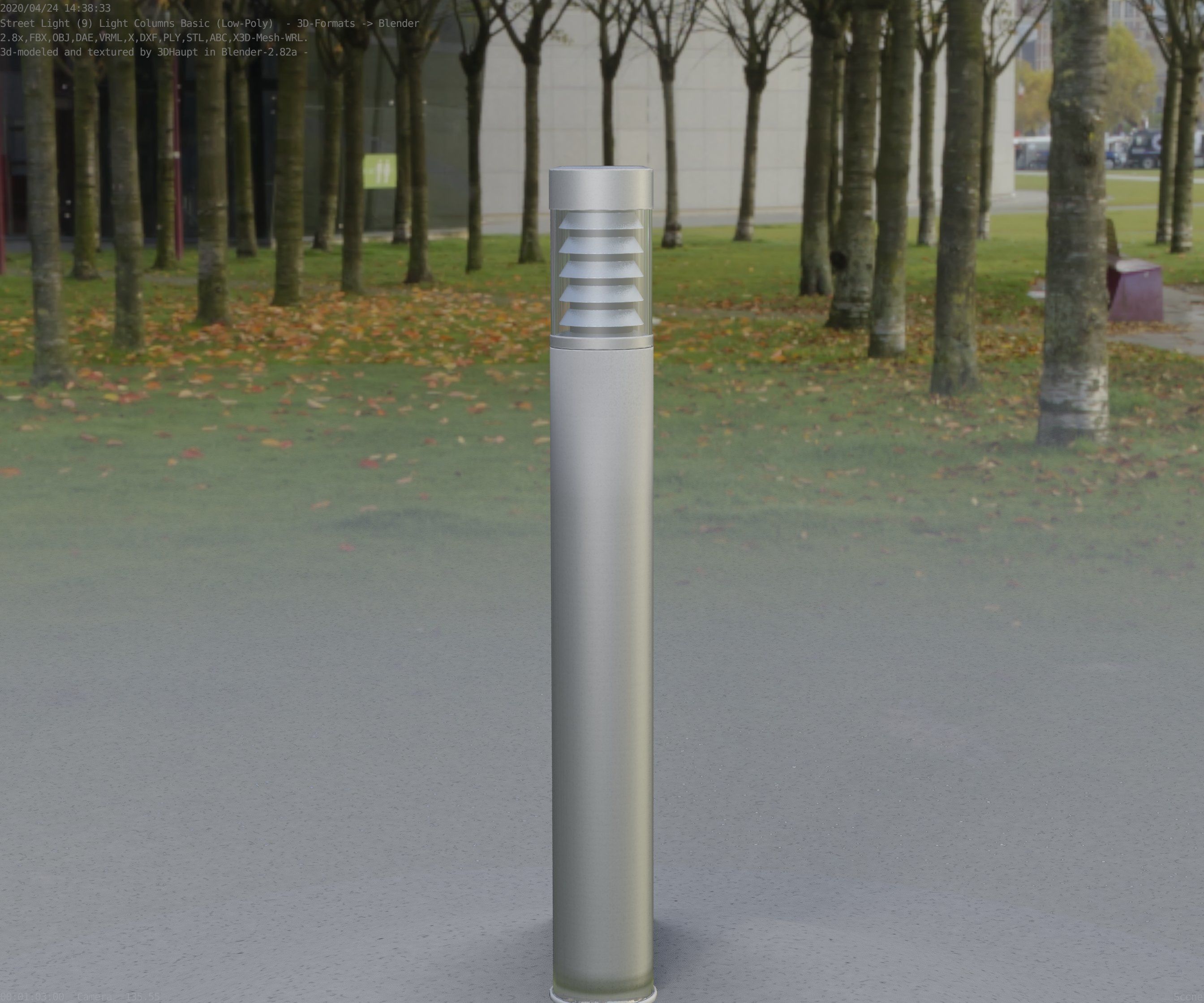 Low-Poly Basic Light Column 16 - Street Light Set-9 Low-poly 3D model_31