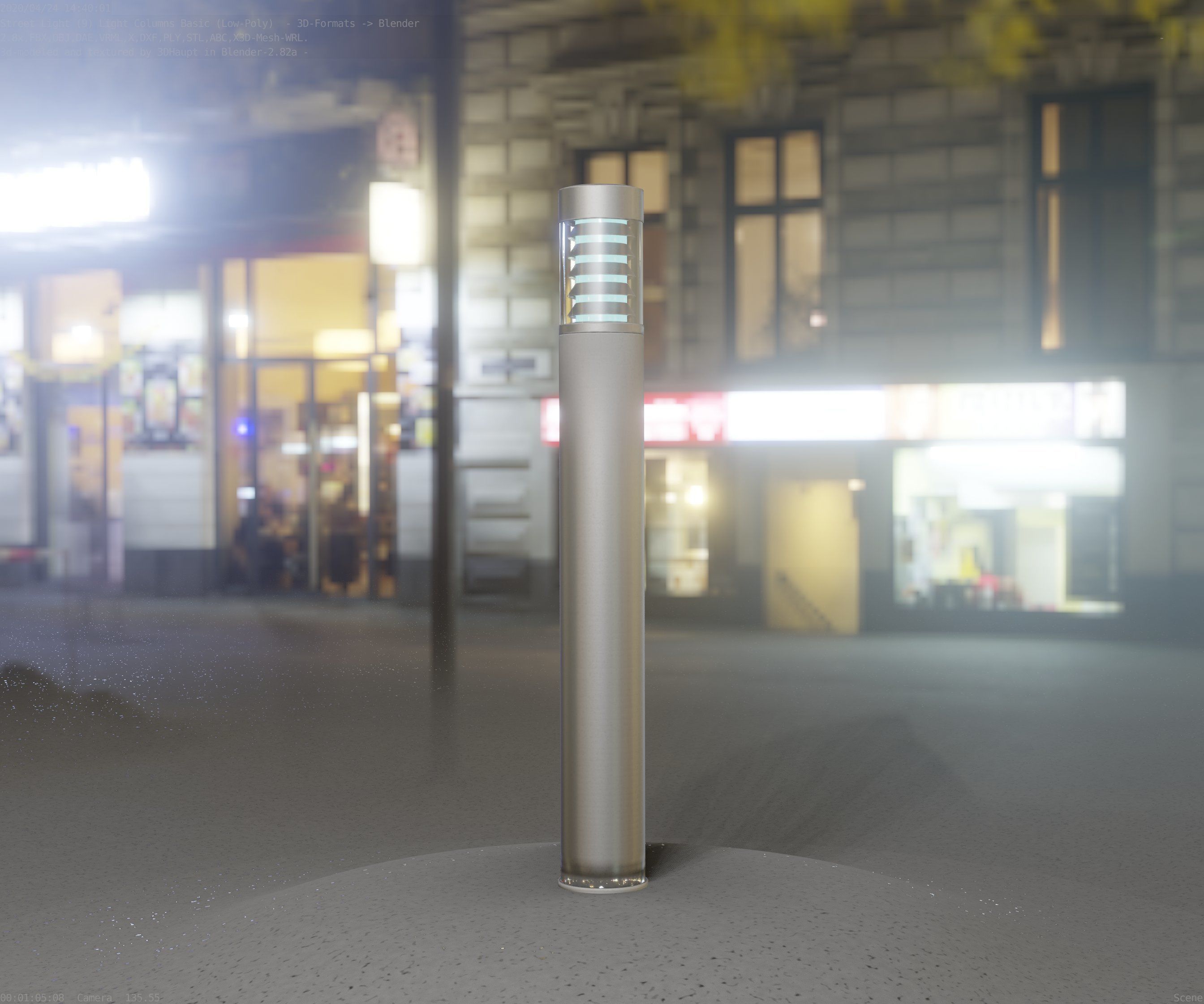 Low-Poly Basic Light Column 16 - Street Light Set-9 Low-poly 3D model_76