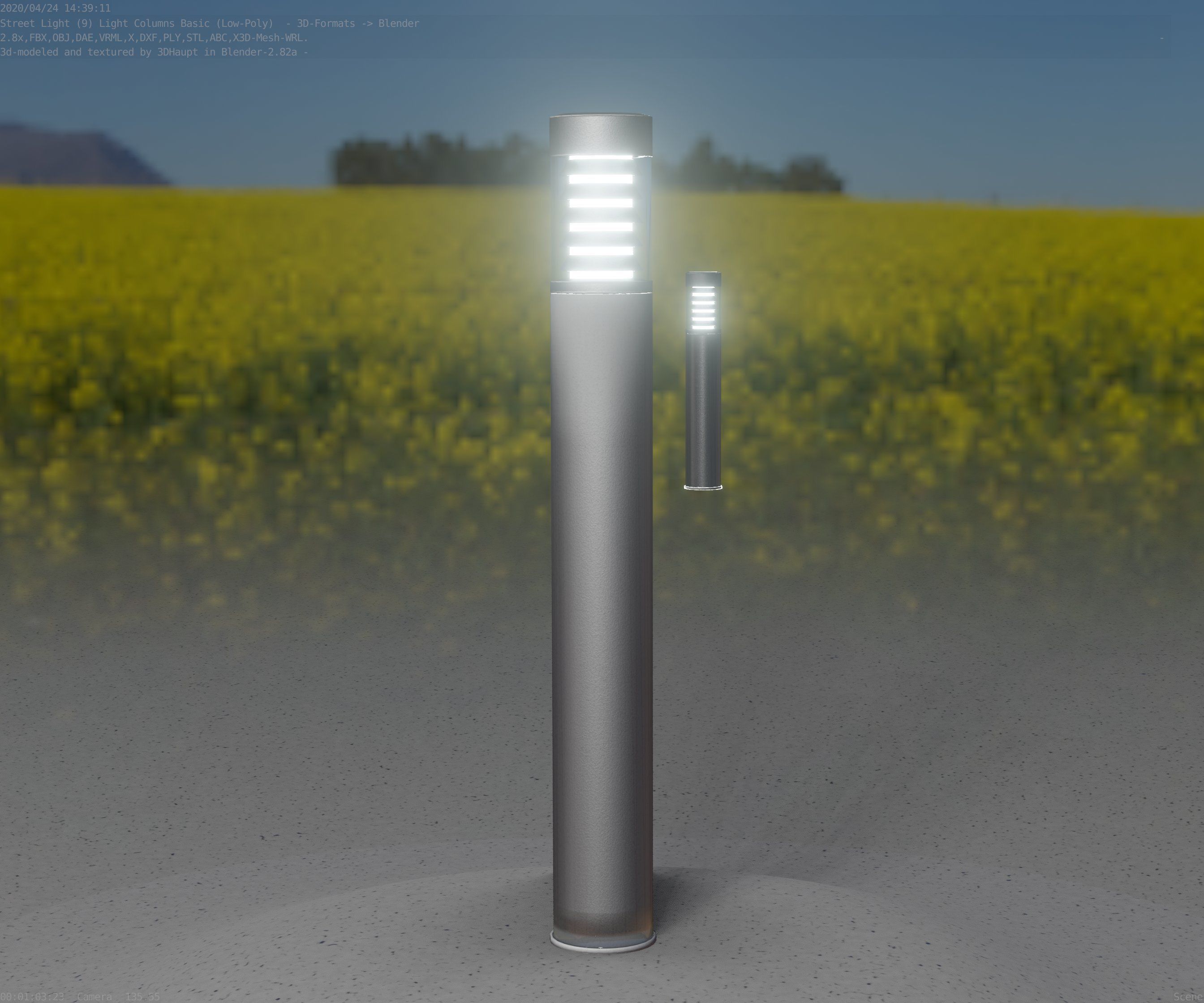 Low-Poly Basic Light Column 16 - Street Light Set-9 Low-poly 3D model_54