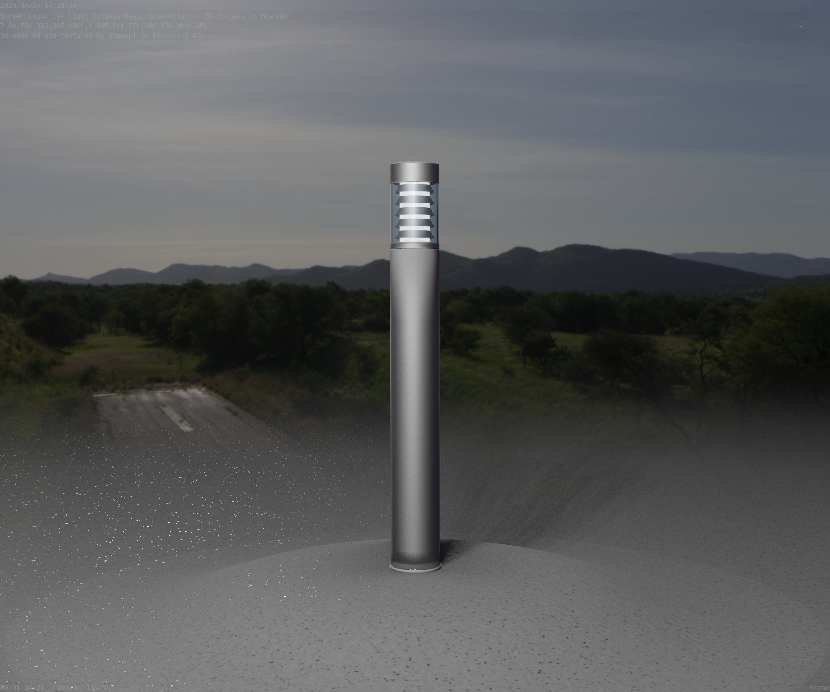 Low-Poly Basic Light Column 16 - Street Light Set-9 Low-poly 3D model_10