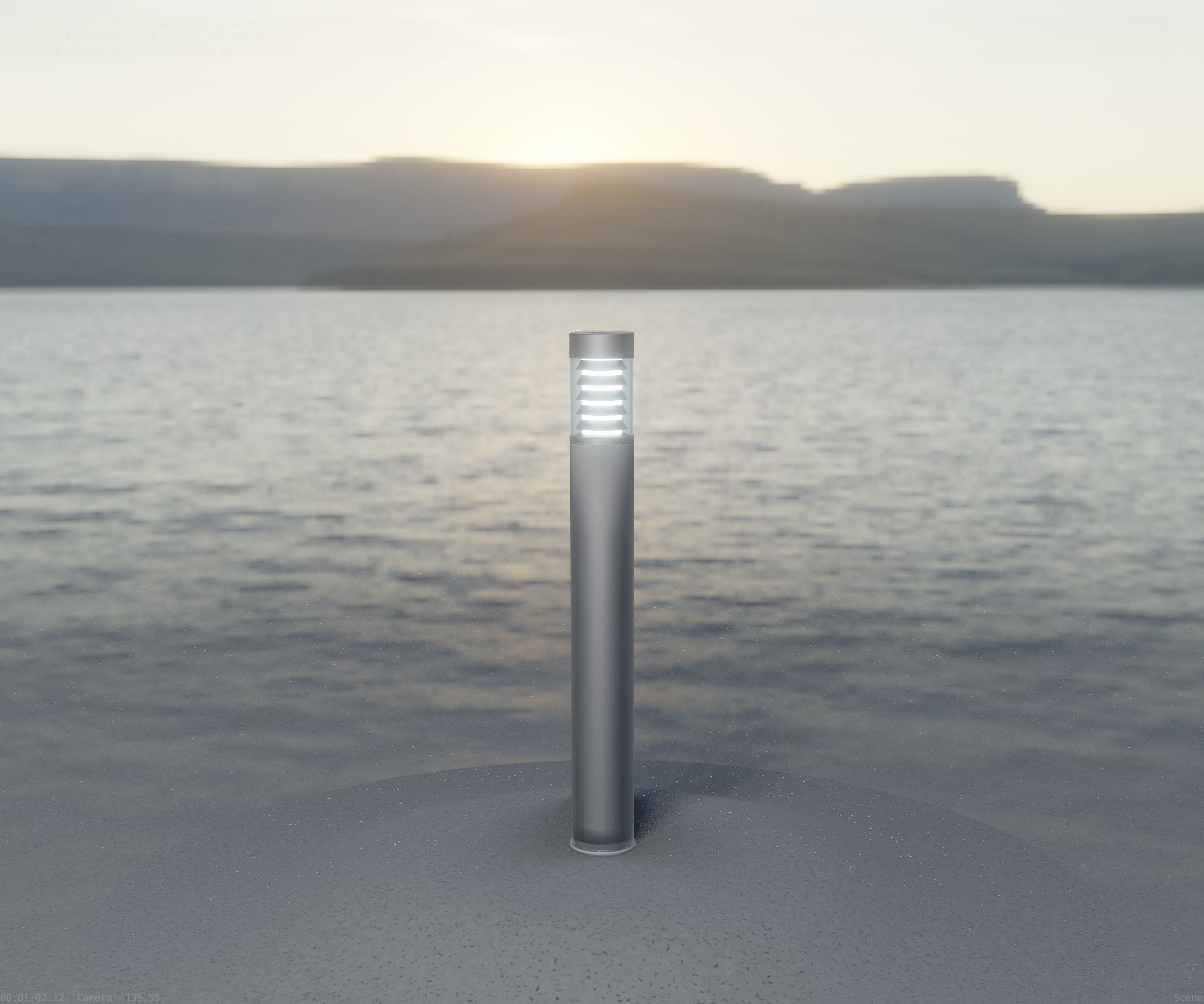 Low-Poly Basic Light Column 16 - Street Light Set-9 Low-poly 3D model_19