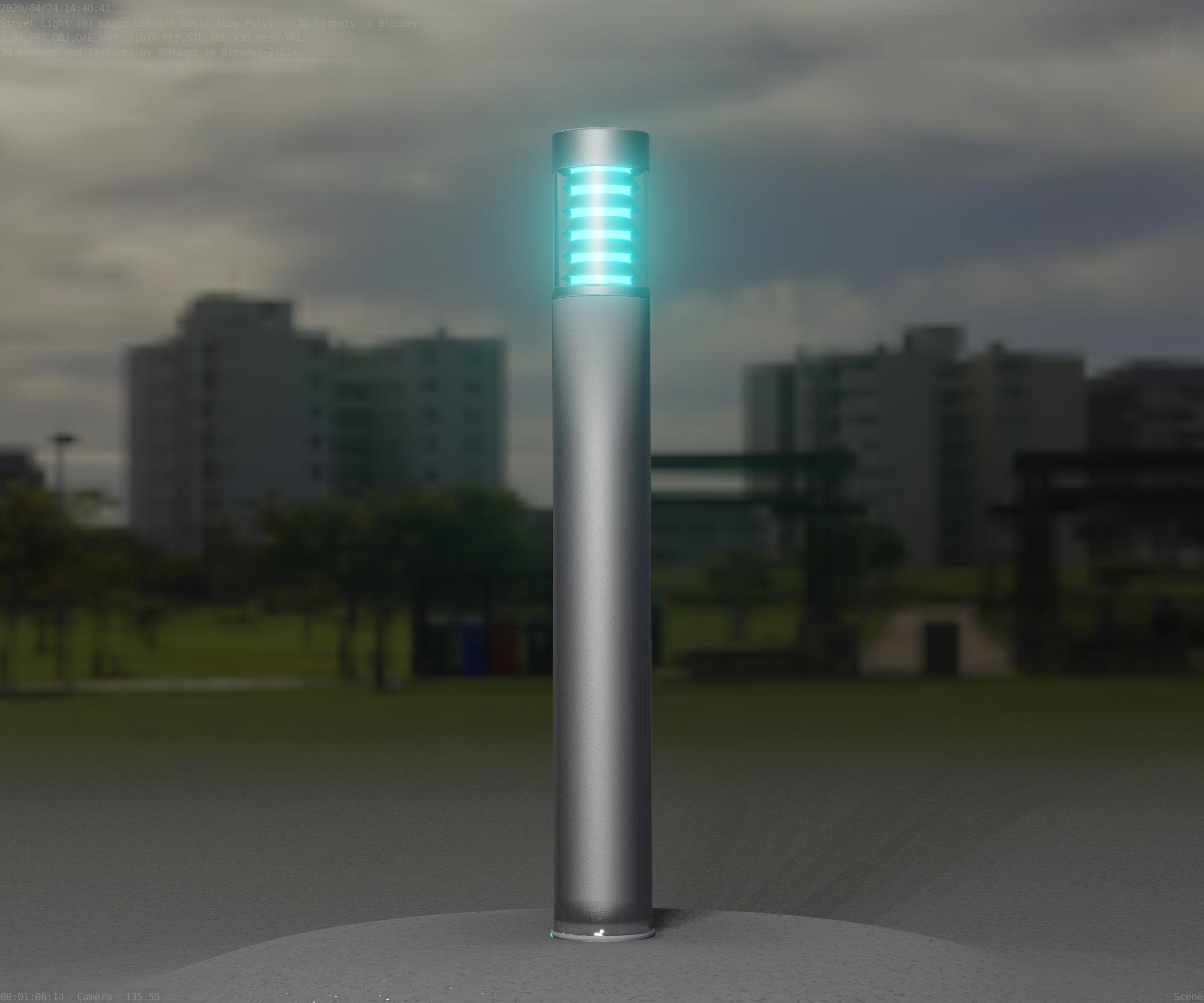 Low-Poly Basic Light Column 16 - Street Light Set-9 Low-poly 3D model_98