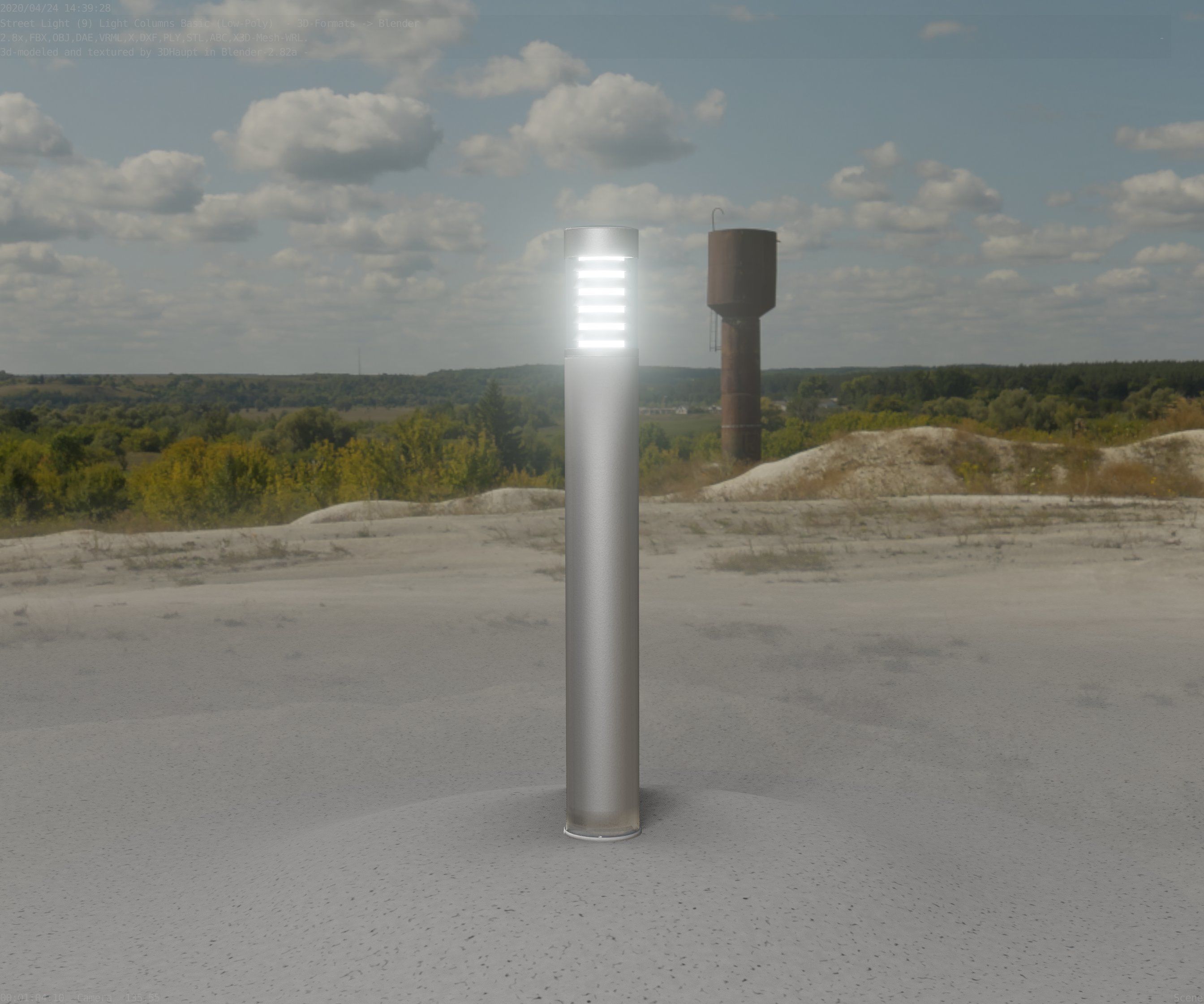 Low-Poly Basic Light Column 16 - Street Light Set-9 Low-poly 3D model_65