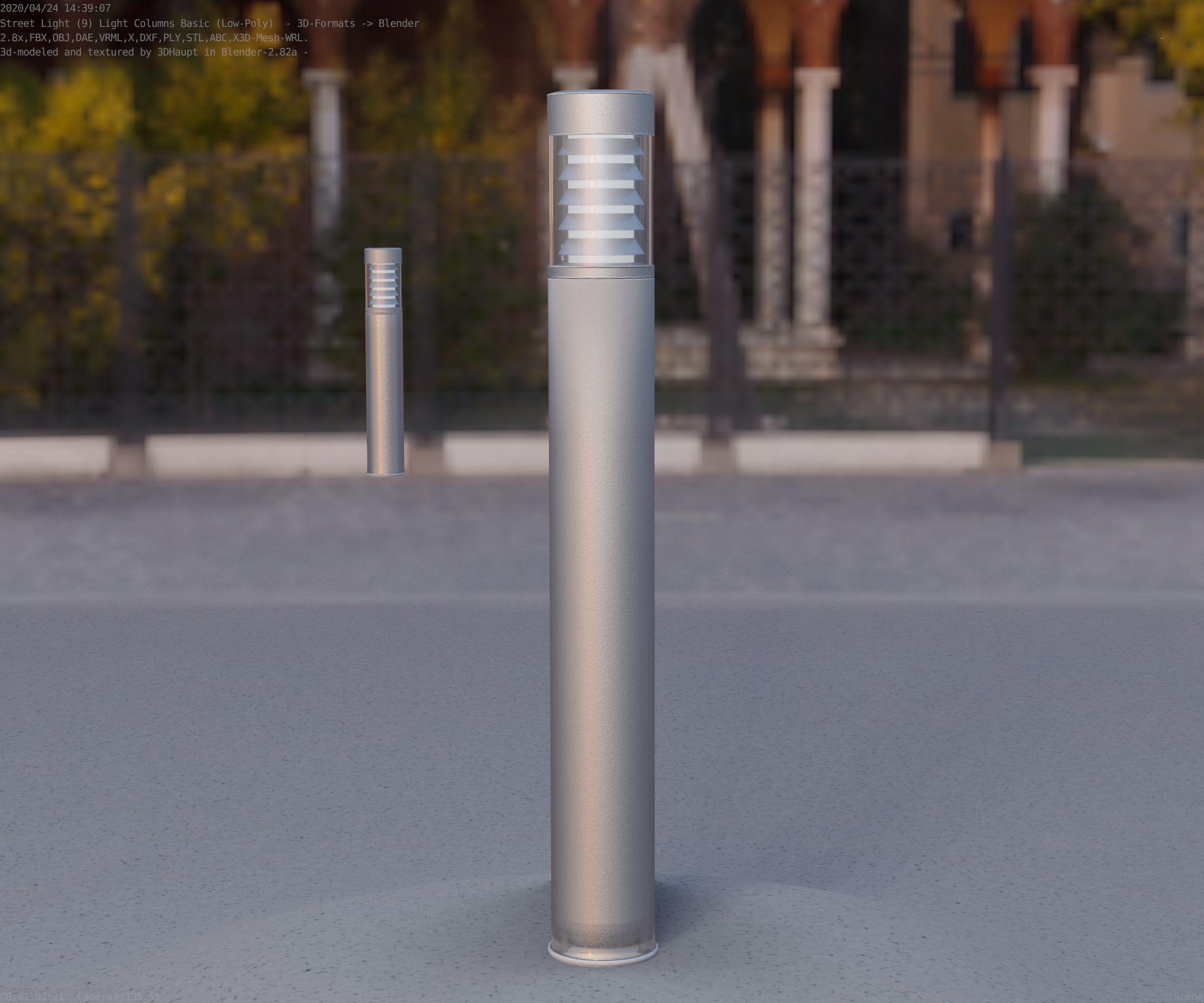 Low-Poly Basic Light Column 16 - Street Light Set-9 Low-poly 3D model_52