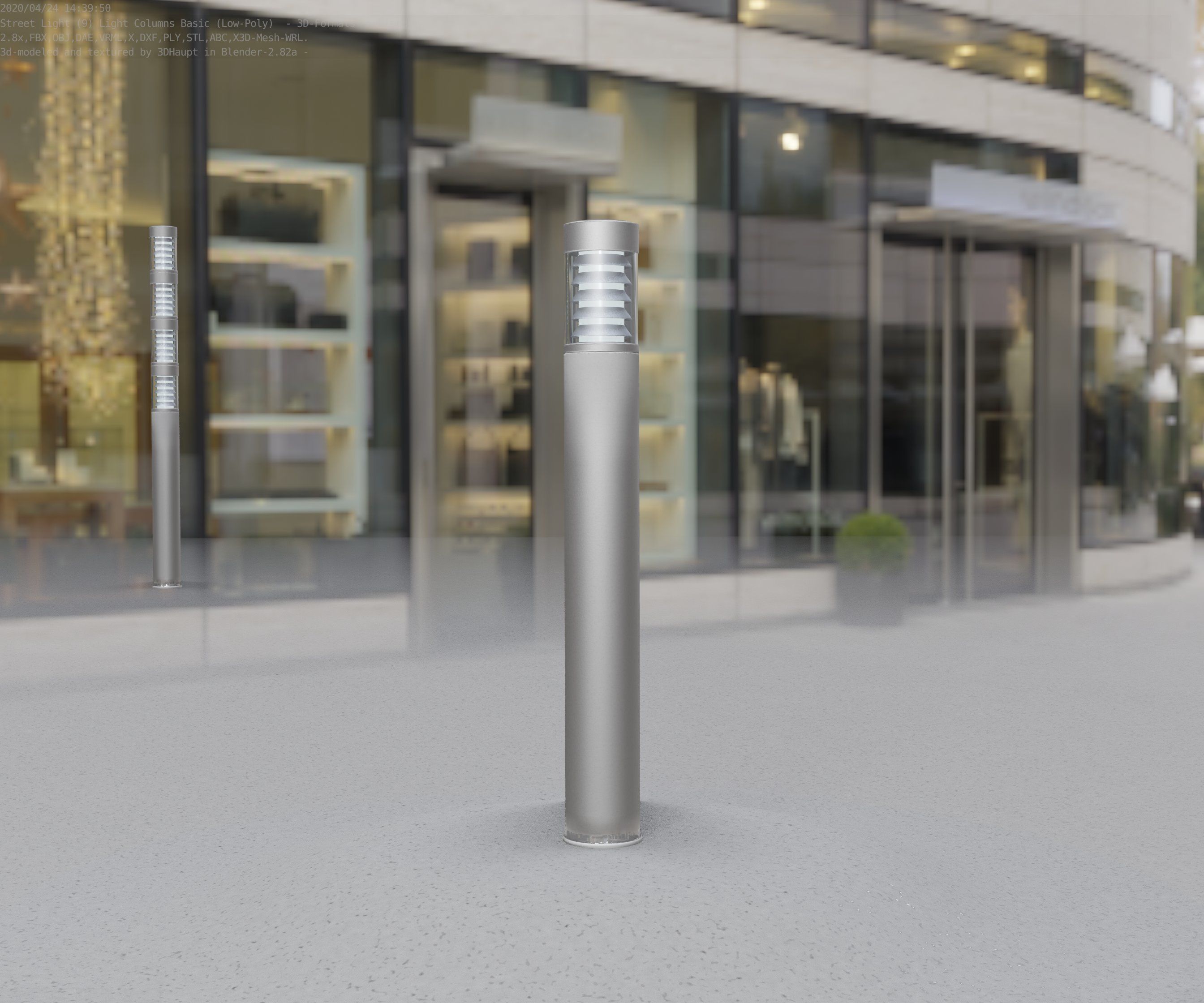 Low-Poly Basic Light Column 16 - Street Light Set-9 Low-poly 3D model_14