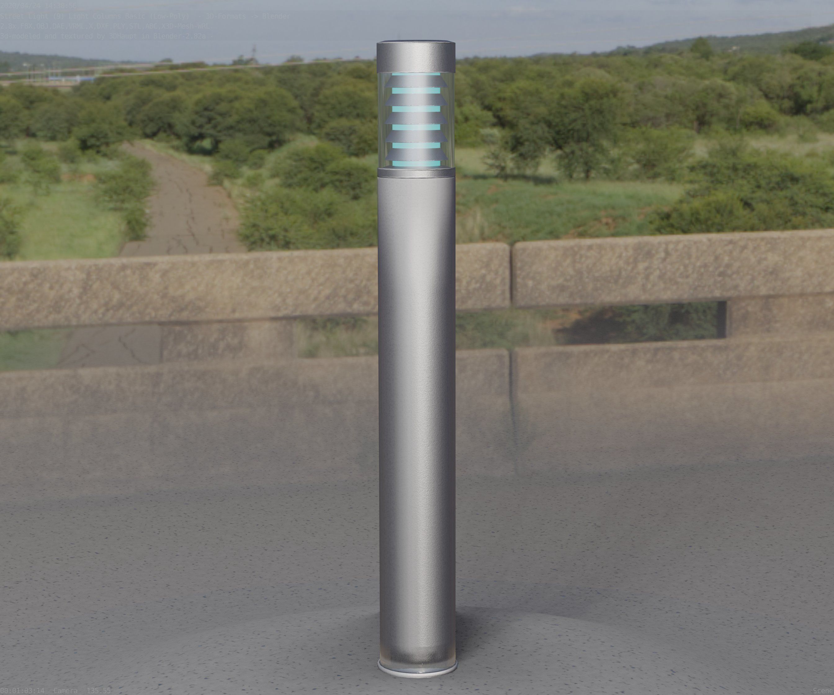 Low-Poly Basic Light Column 16 - Street Light Set-9 Low-poly 3D model_45