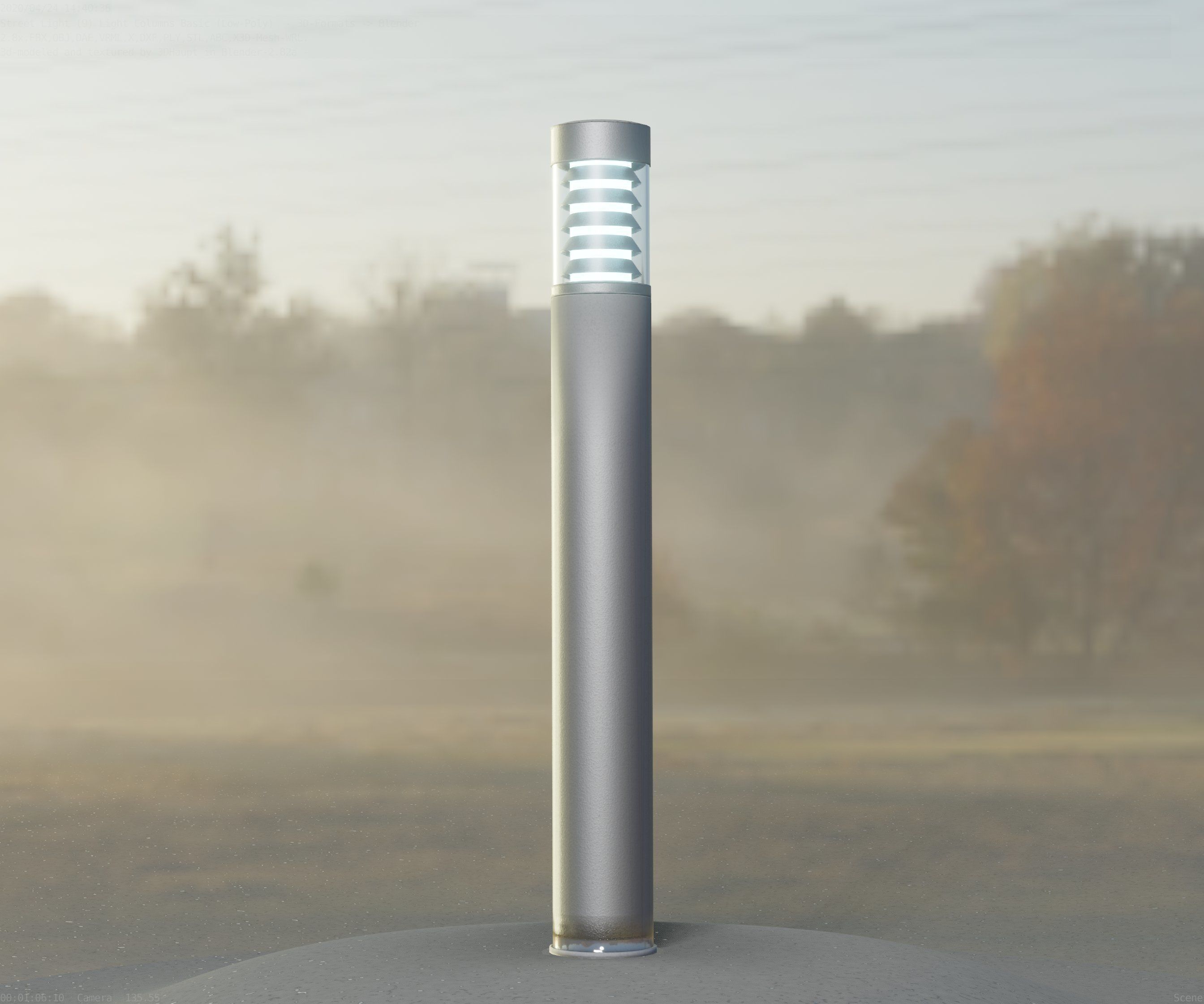 Low-Poly Basic Light Column 16 - Street Light Set-9 Low-poly 3D model_94