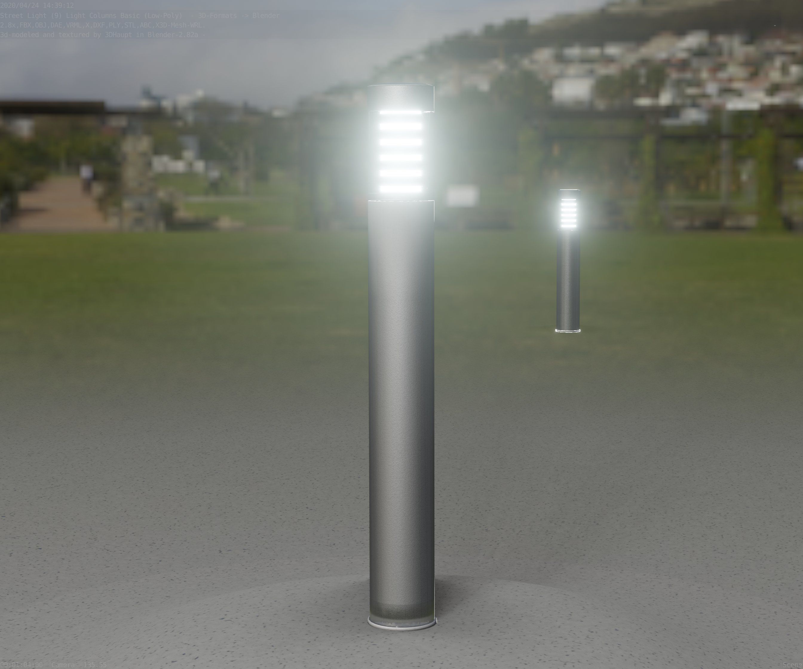 Low-Poly Basic Light Column 16 - Street Light Set-9 Low-poly 3D model_55