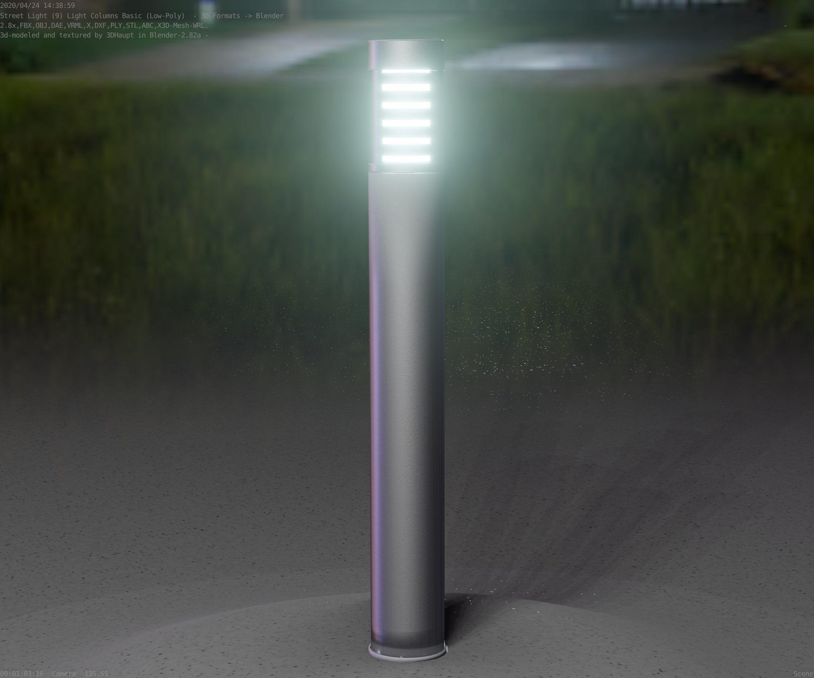 Low-Poly Basic Light Column 16 - Street Light Set-9 Low-poly 3D model_47