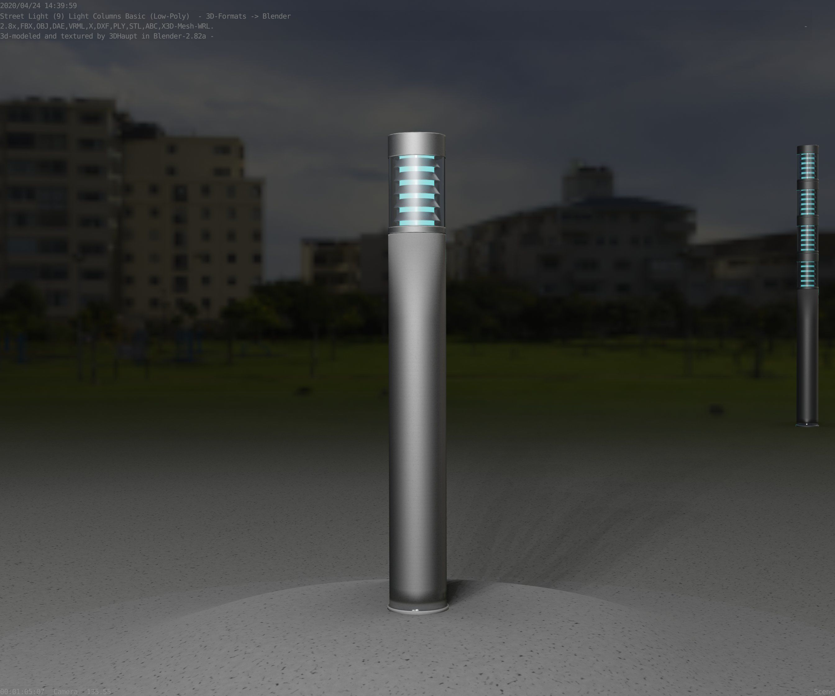 Low-Poly Basic Light Column 16 - Street Light Set-9 Low-poly 3D model_75
