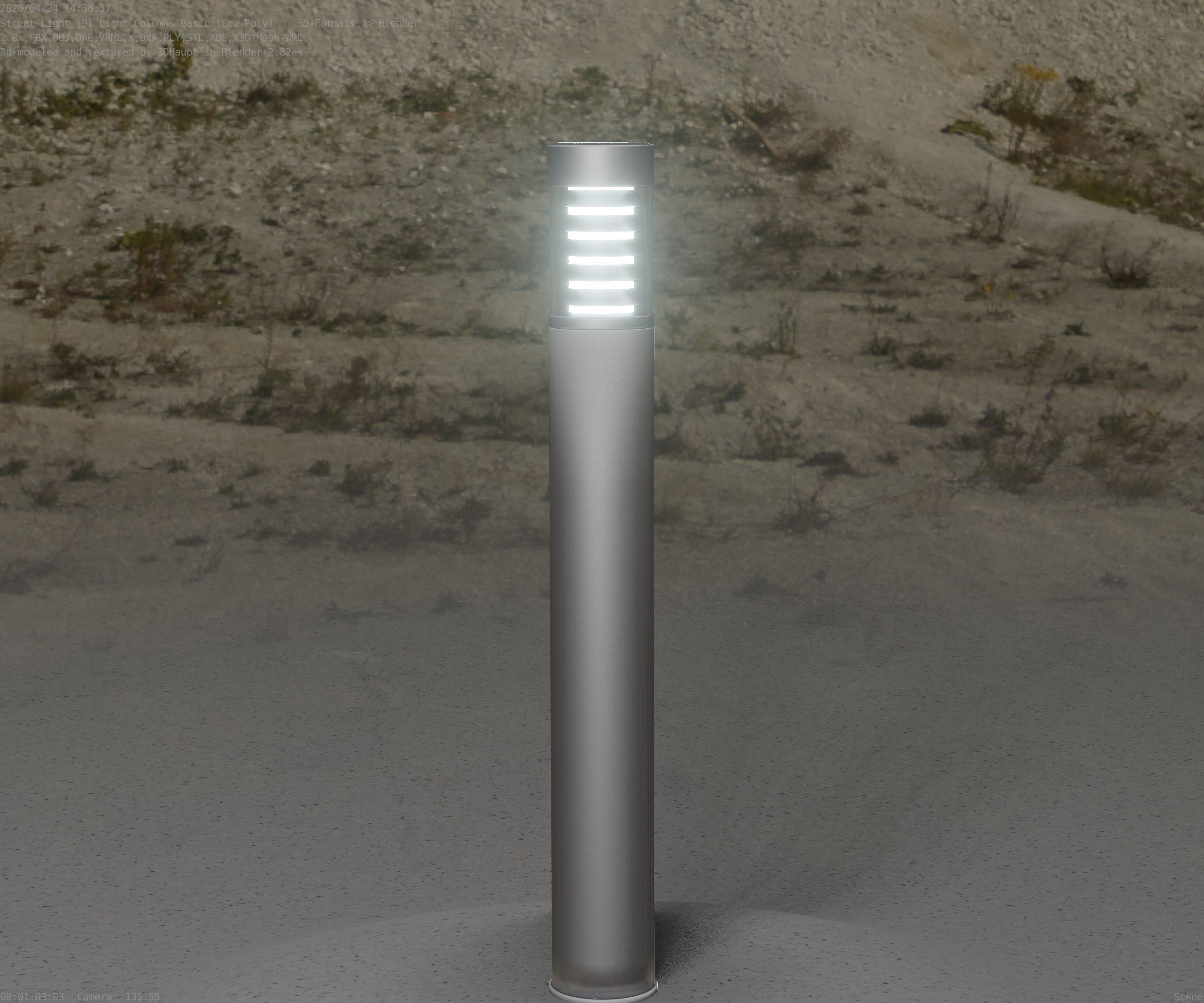 Low-Poly Basic Light Column 16 - Street Light Set-9 Low-poly 3D model_34