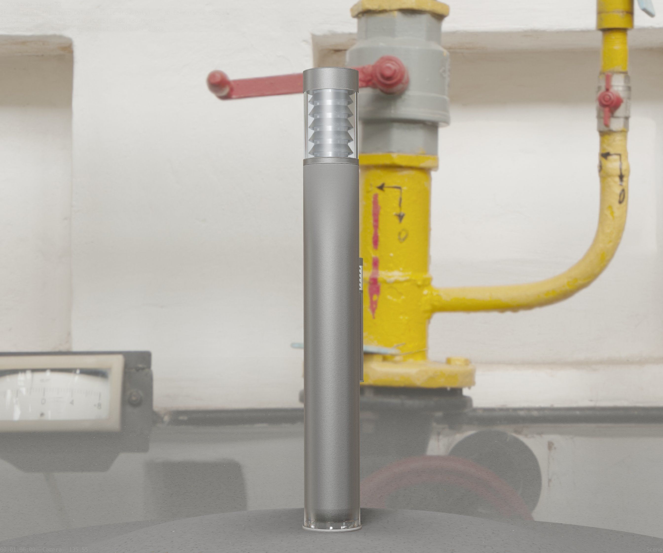 Low-Poly Basic Light Column 16 - Street Light Set-9 Low-poly 3D model_4