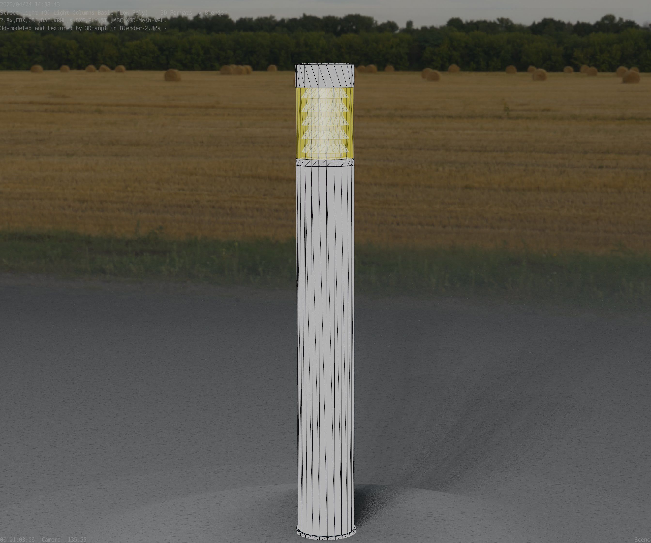 Low-Poly Basic Light Column 16 - Street Light Set-9 Low-poly 3D model_37