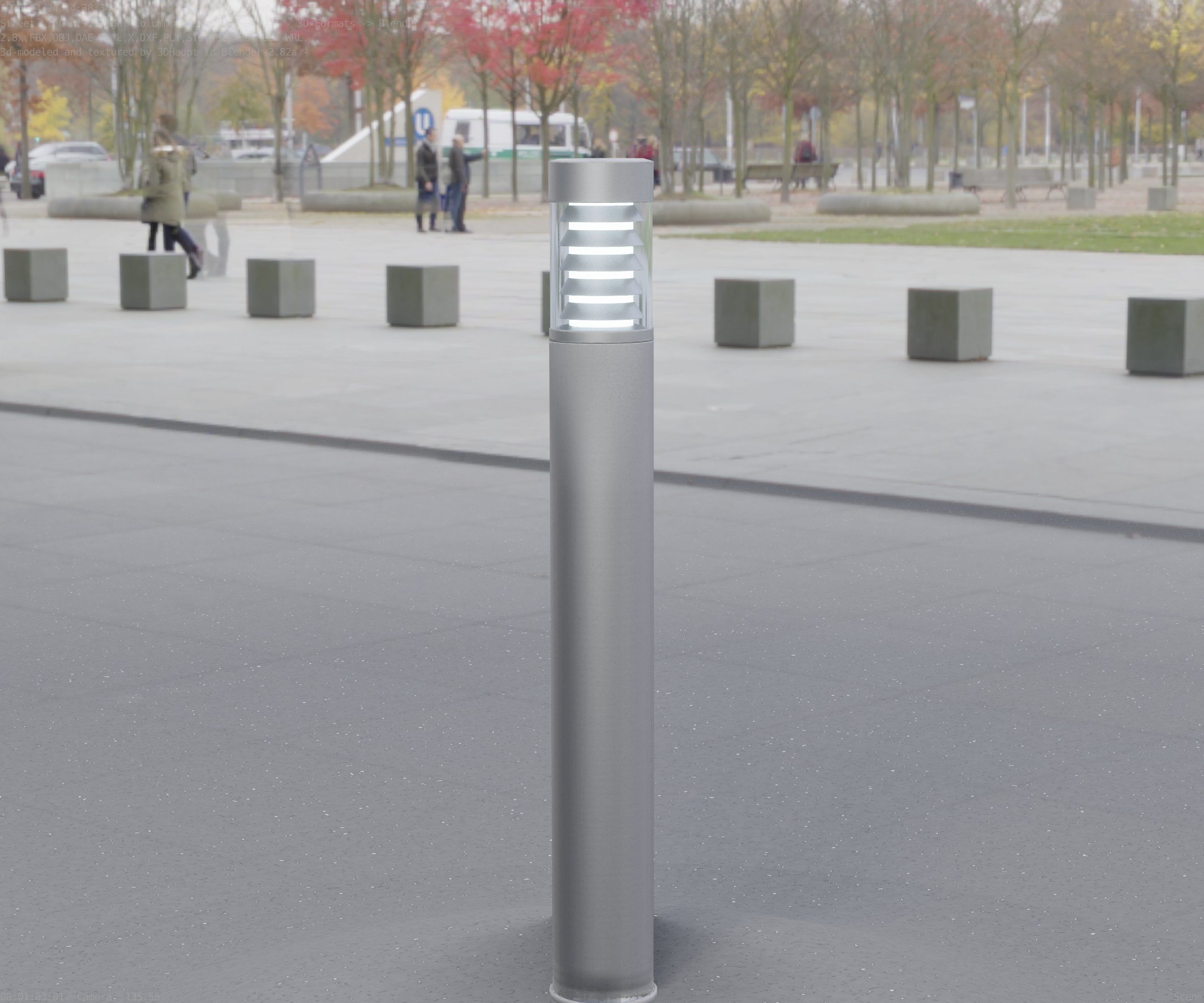 Low-Poly Basic Light Column 16 - Street Light Set-9 Low-poly 3D model_32