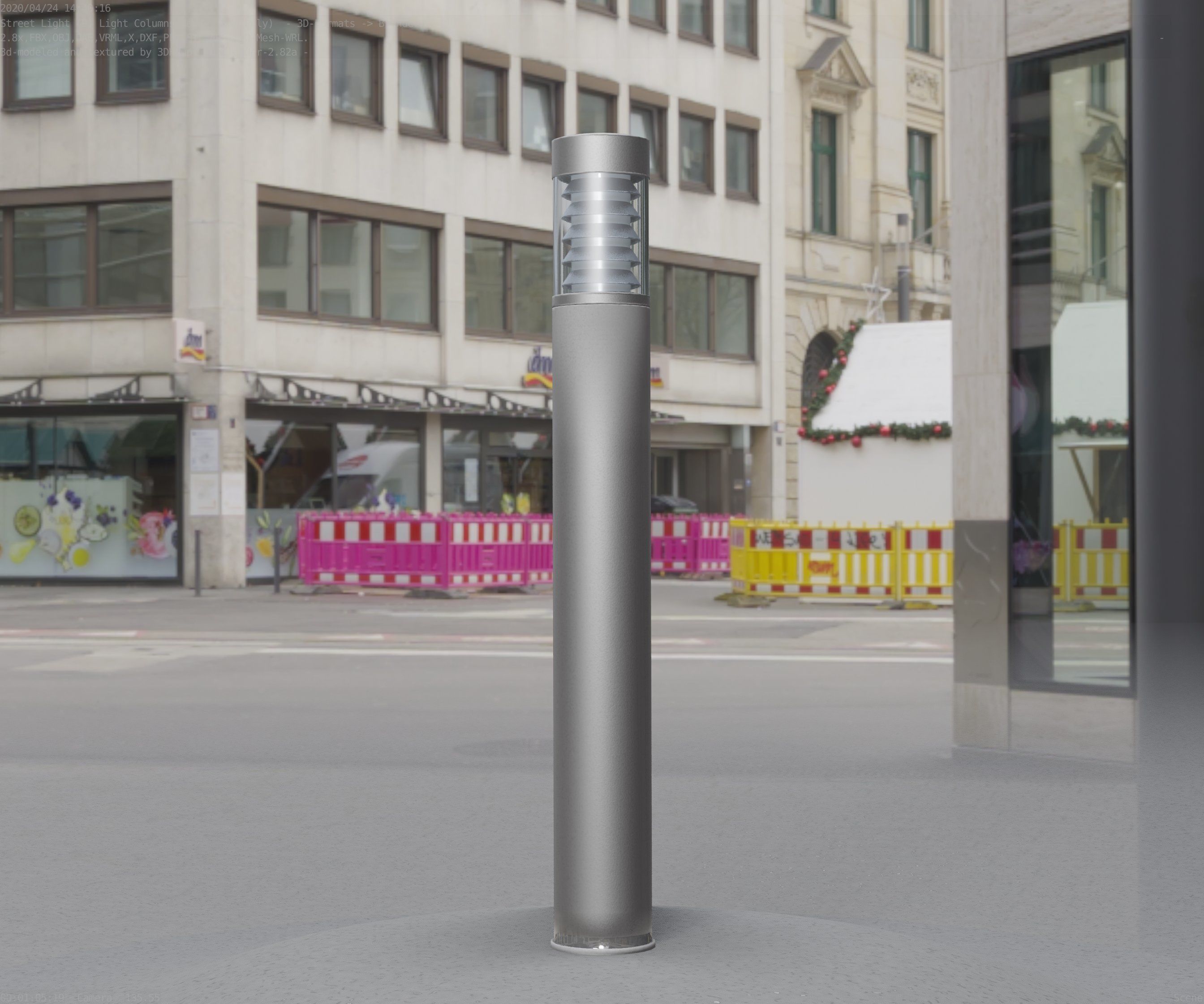 Low-Poly Basic Light Column 16 - Street Light Set-9 Low-poly 3D model_87