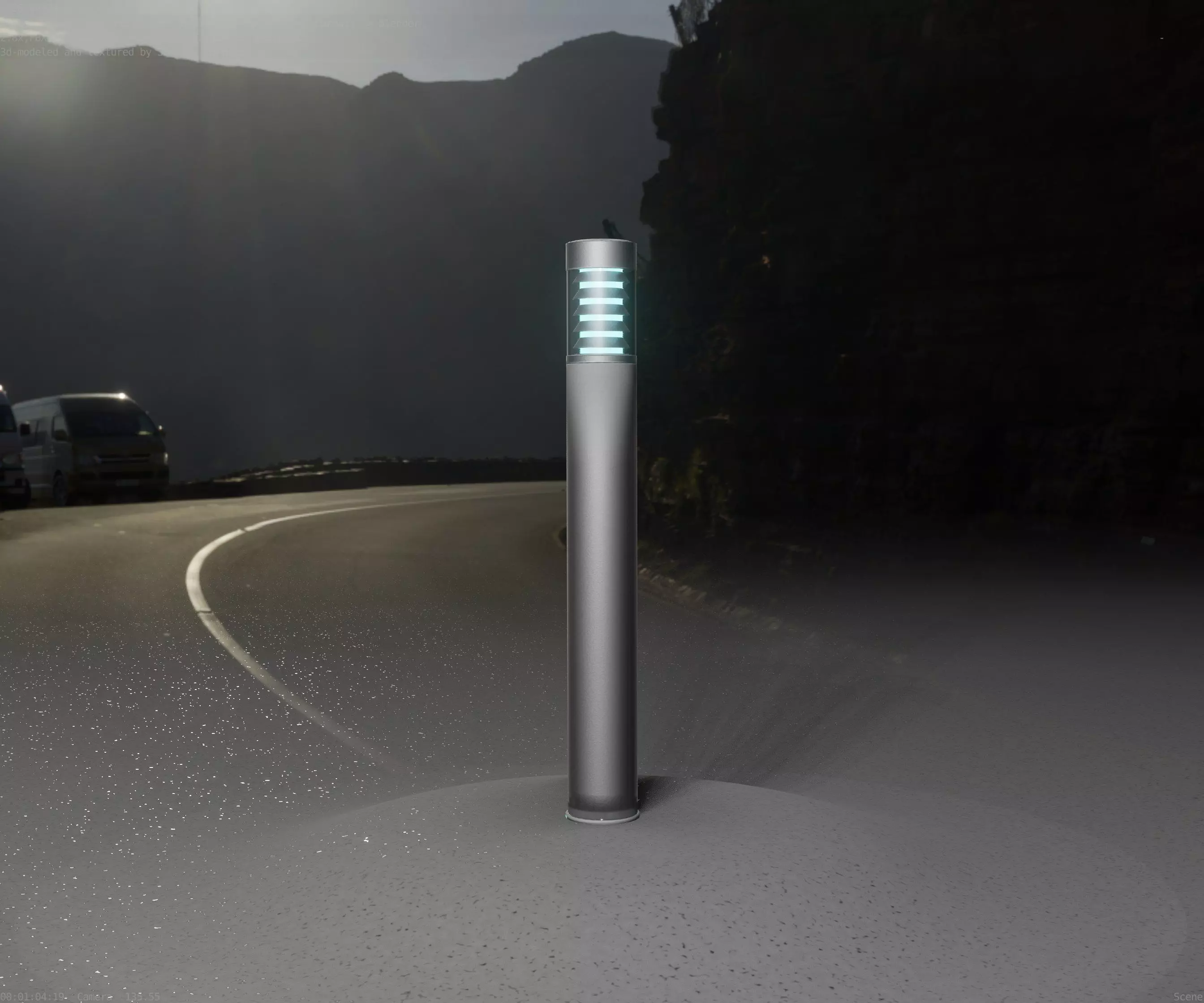 Low-Poly Basic Light Column 16 - Street Light Set-9 Low-poly 3D model_0